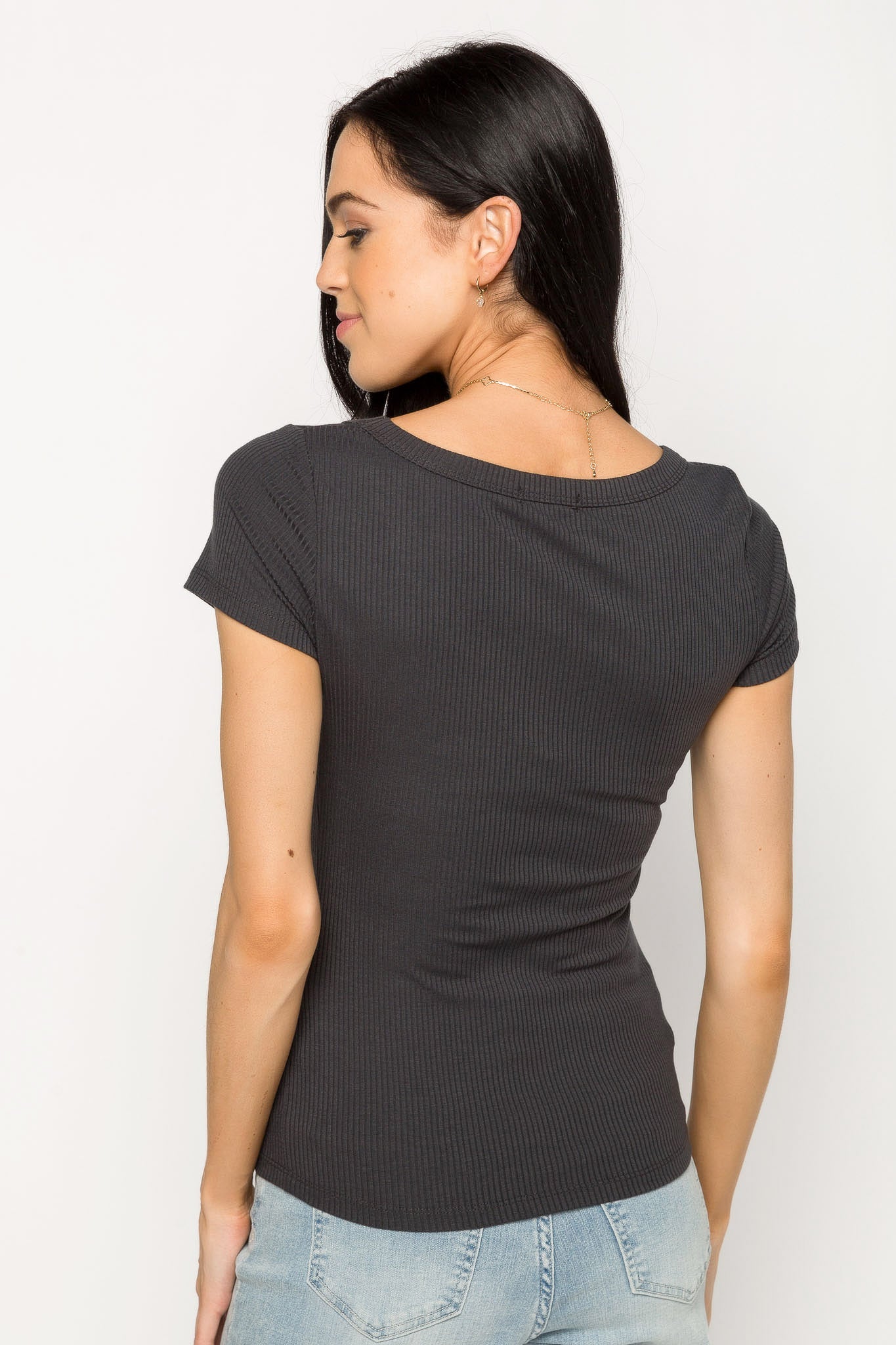 Ribbed Scoop-Neck Tee