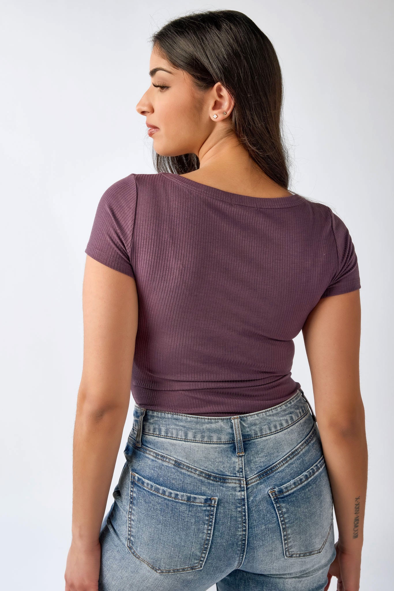 Ribbed Scoop-Neck Tee