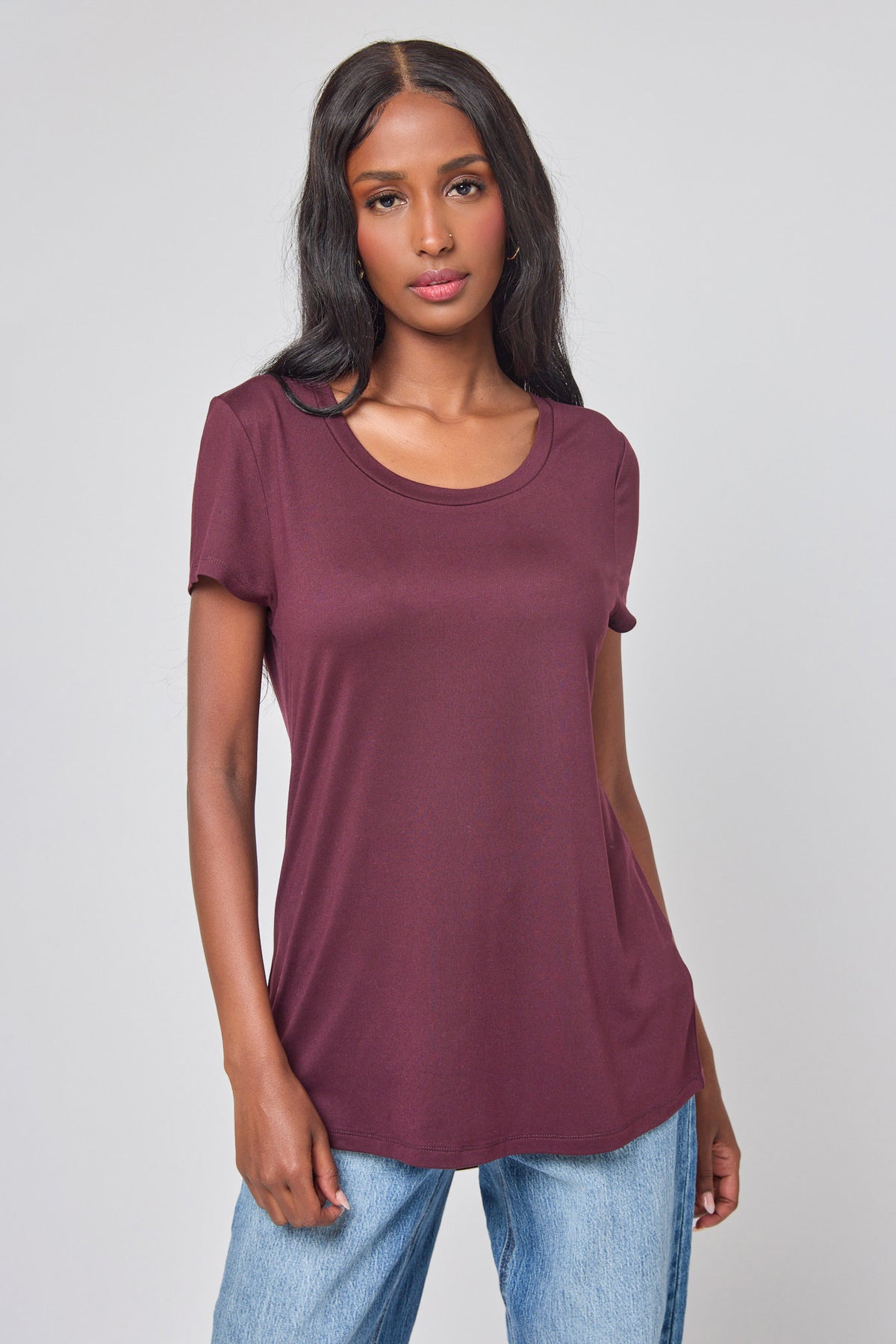 Cap-Sleeve Scoopneck Tee