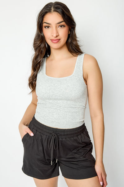 WallFlower Melanie Square Neck Tank Top with Padded Cups – Eclipse