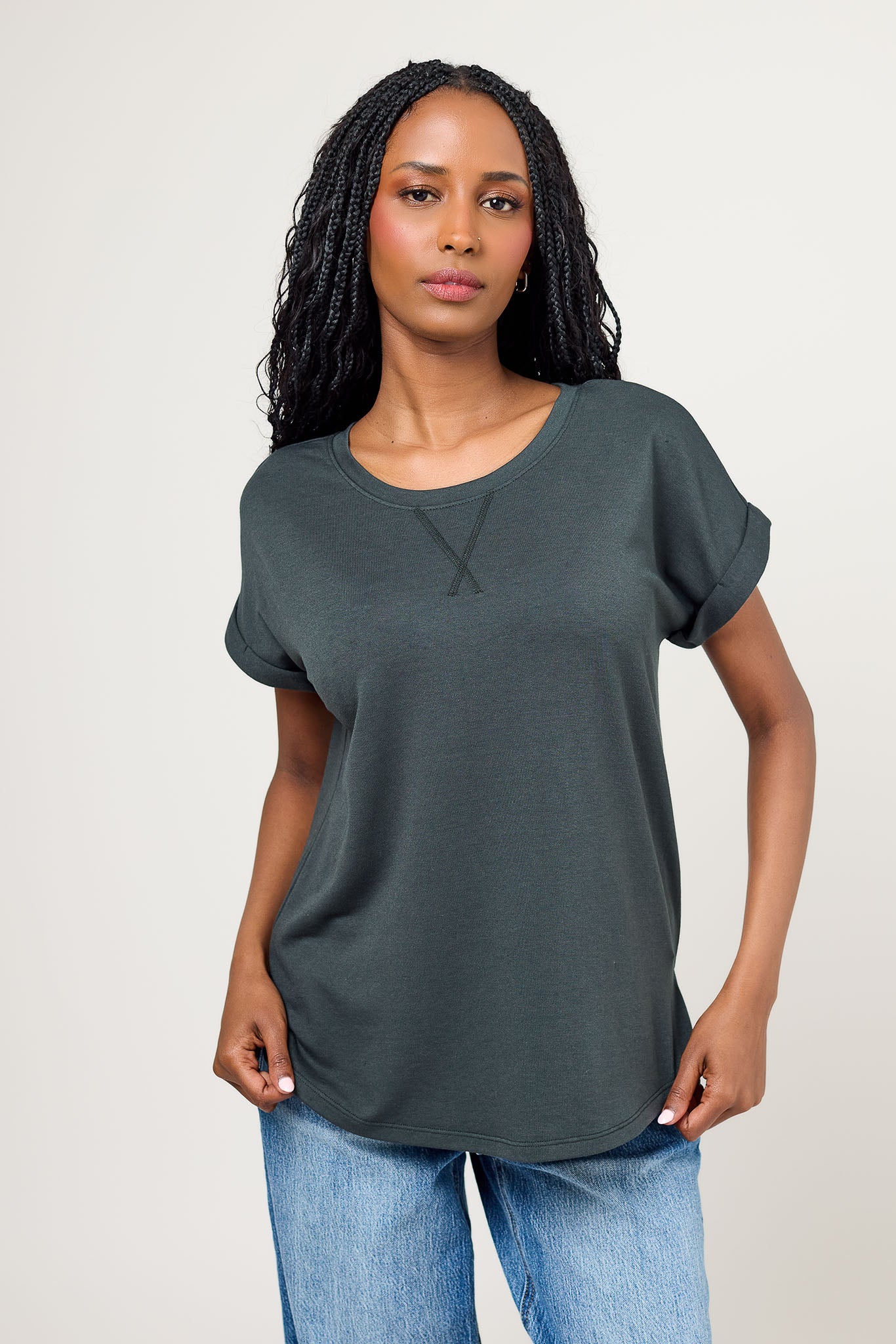 Short-Sleeve Sweatshirt with Side Slits