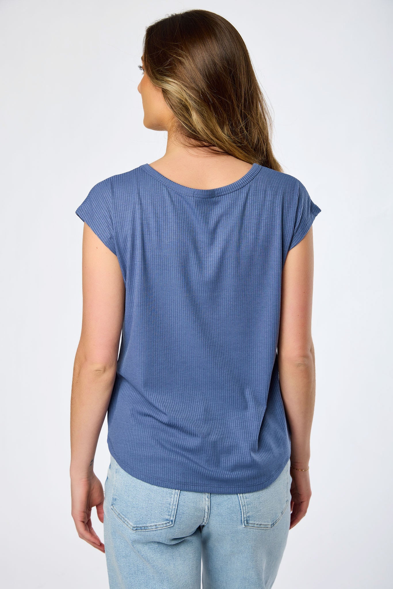 Ribbed Cap-Sleeve Tee