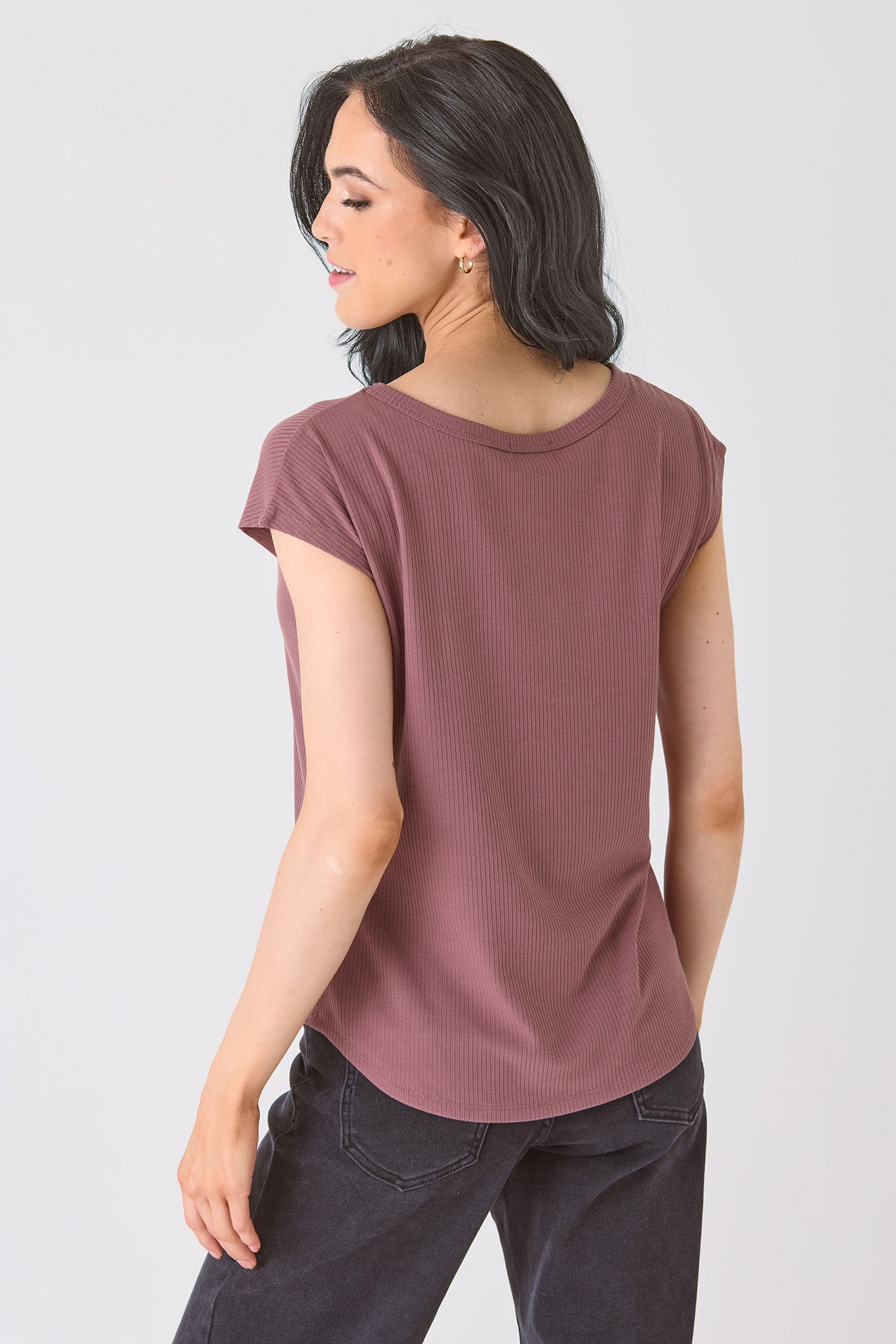 Ribbed Cap-Sleeve Tee