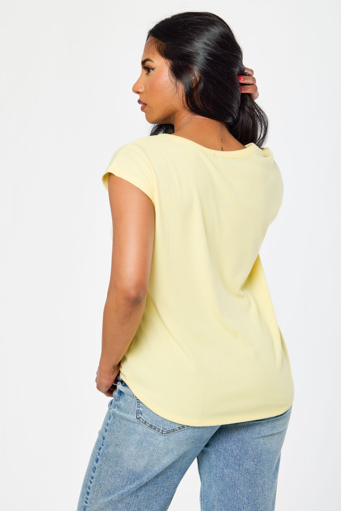 Ribbed Cap-Sleeve Tee