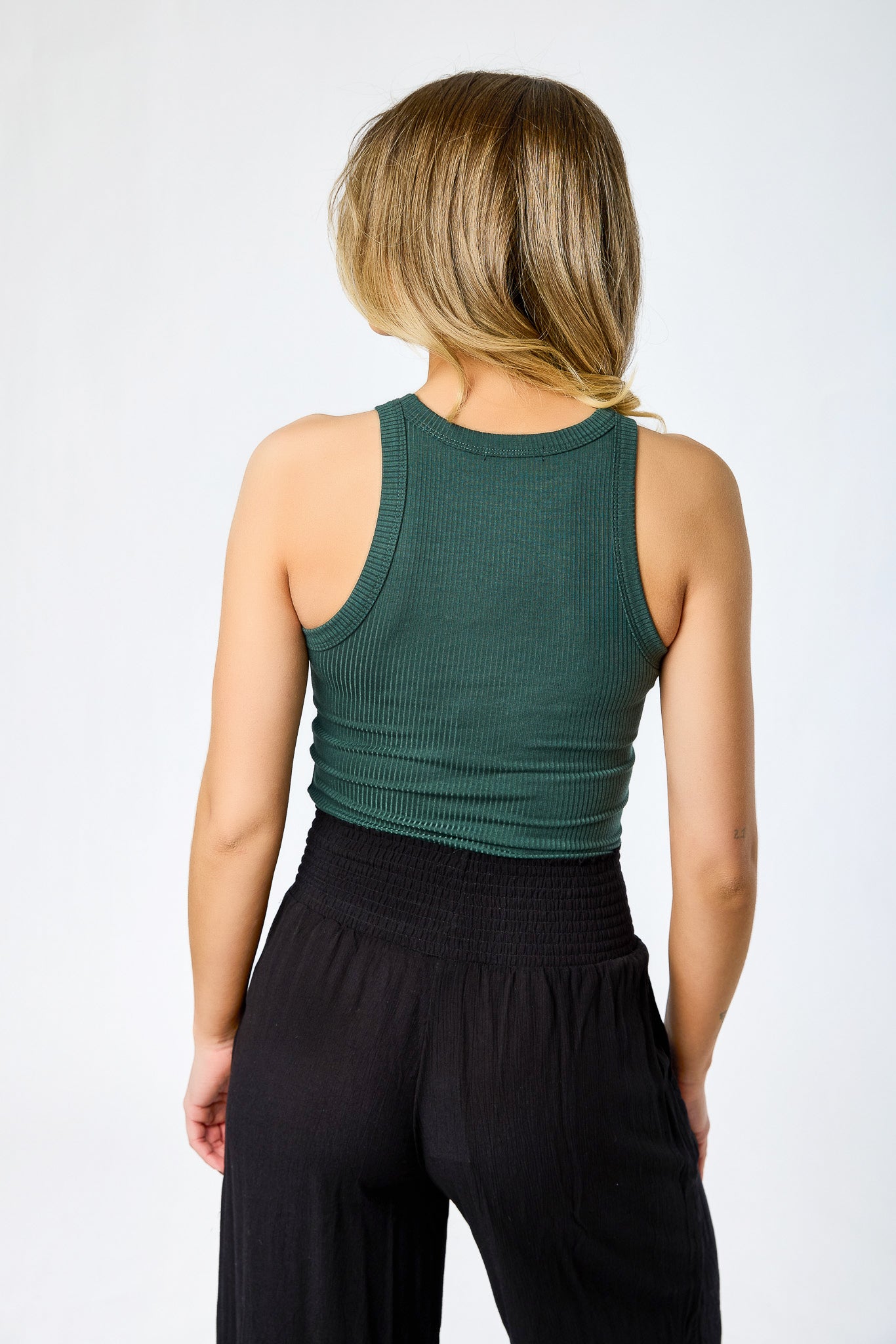 High-Neck Ribbed Crop Tank