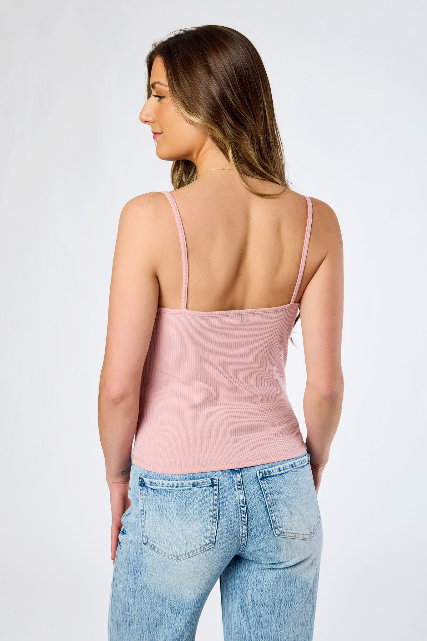 Ribbed Lace Trim Rosette Cami – Eclipse