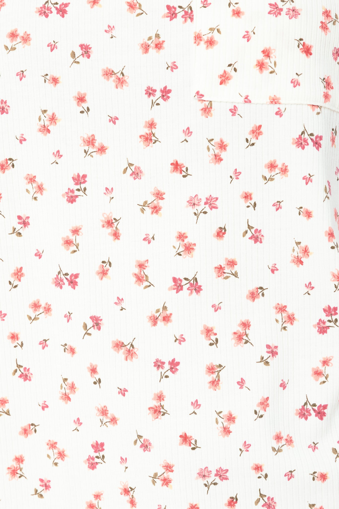 Ditsy Ribbed Crew-Neck Sleeveless Tank with Pocket