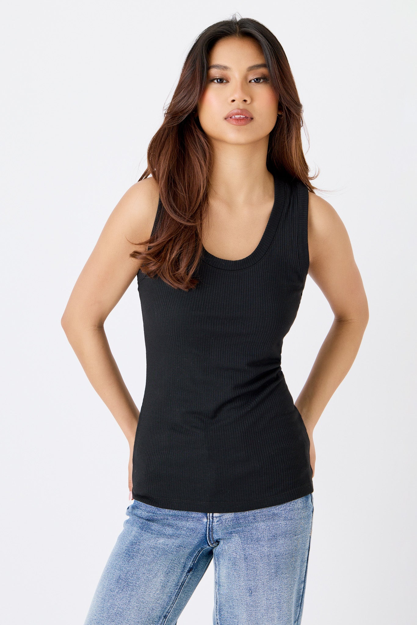 Ribbed Scoop-Neck Tank