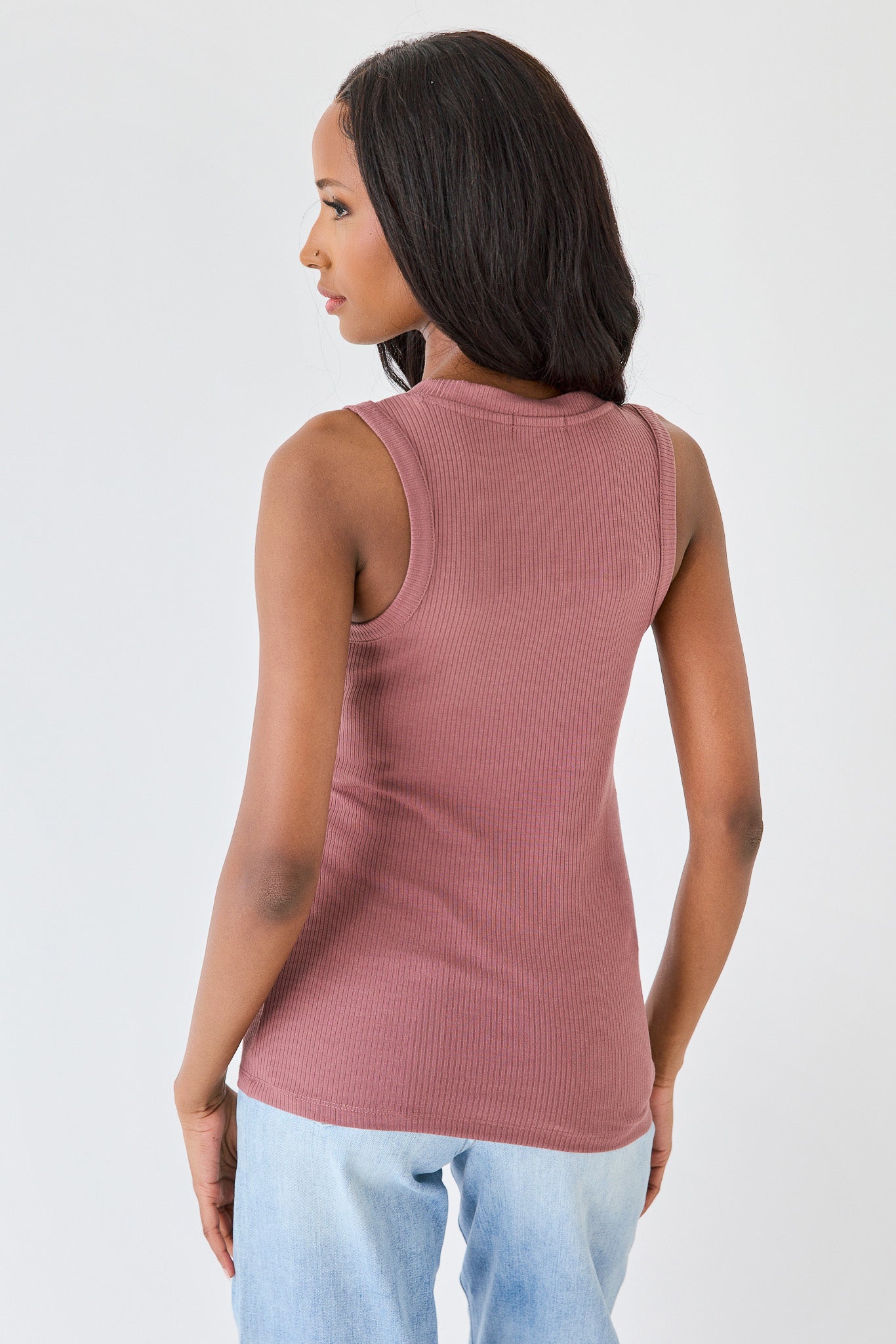 Ribbed Scoop-Neck Tank