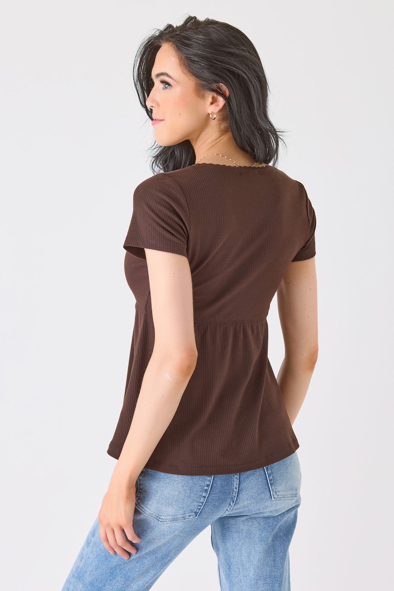 Ribbed Crossover Babydoll Top