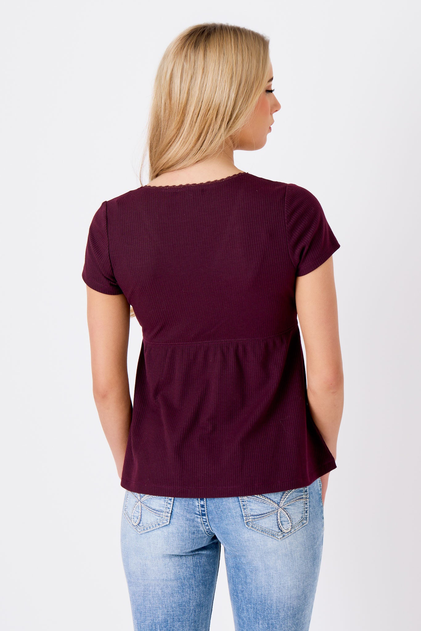 Ribbed Crossover Babydoll Top