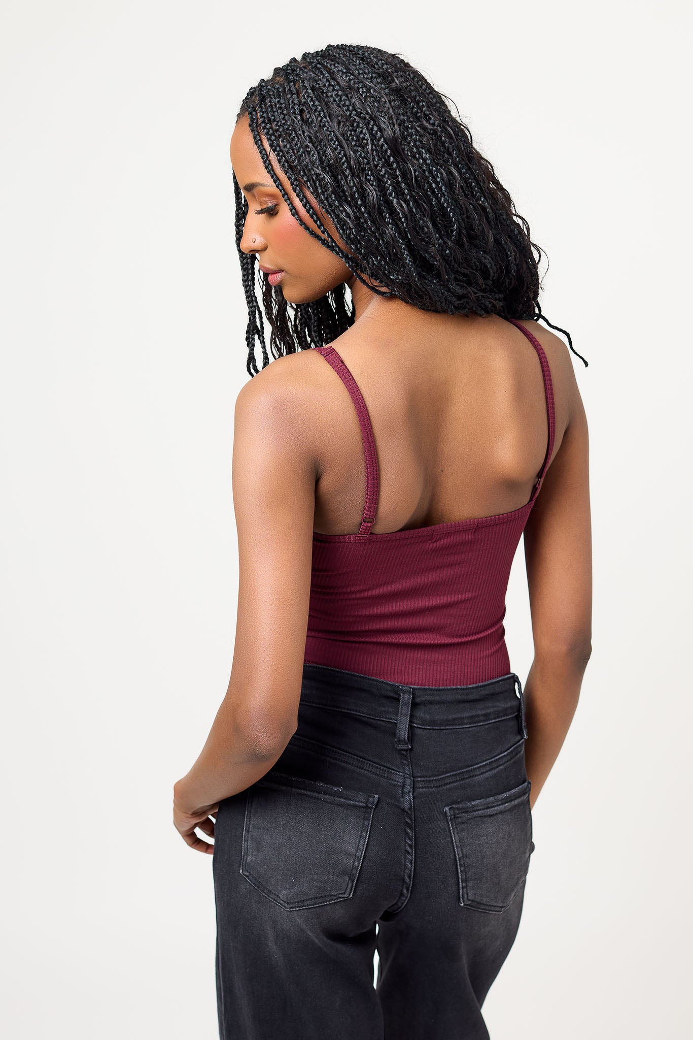 Brushed Rib Double Layer Cami with Built-In Cups