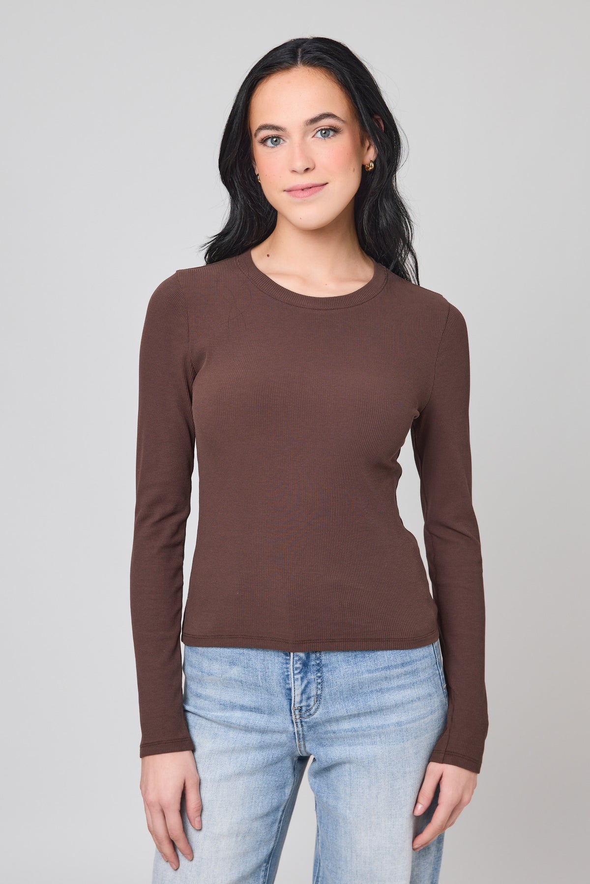 Cotton Rib Long Sleeve Crewneck Tee