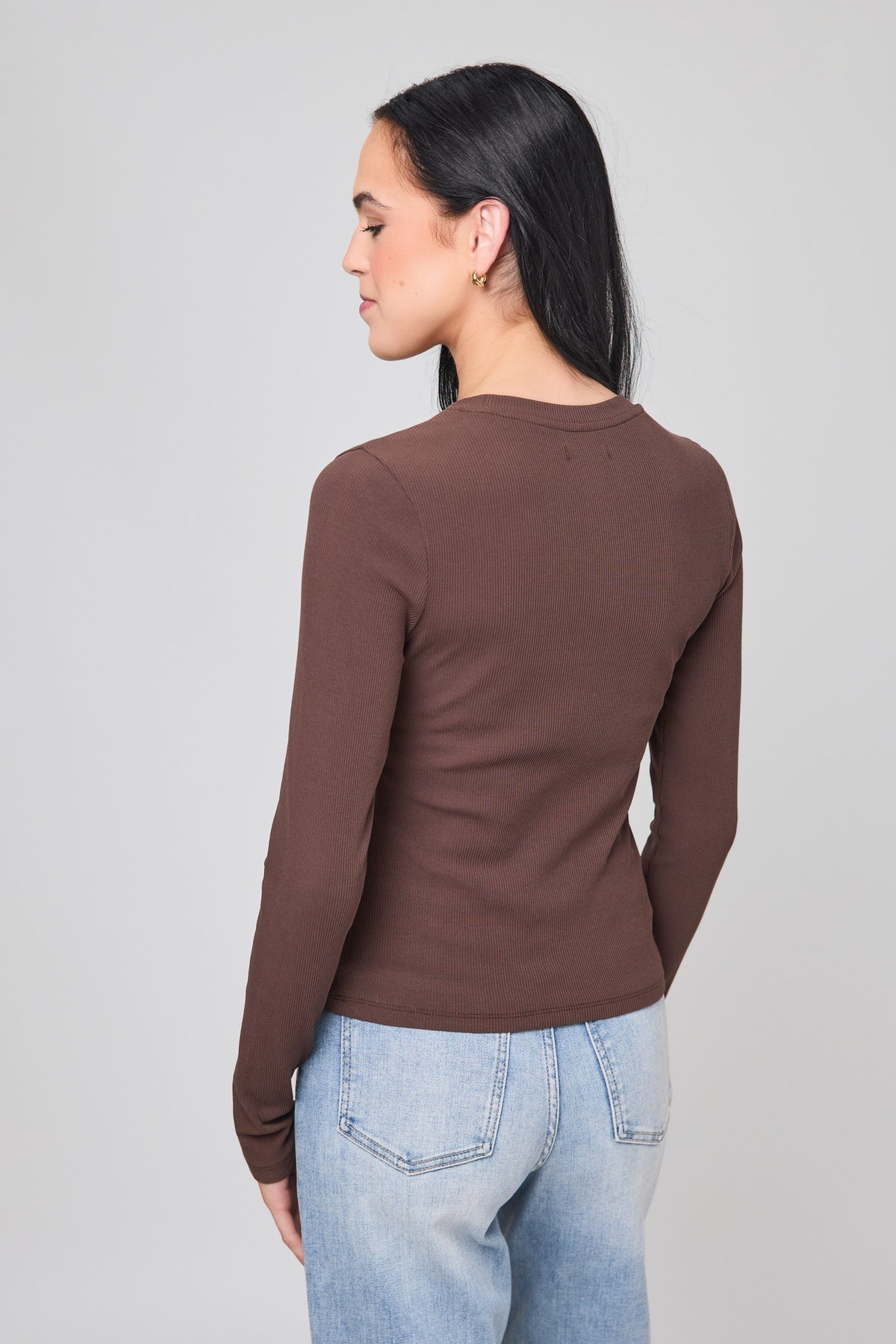 Cotton Rib Long Sleeve Crewneck Tee