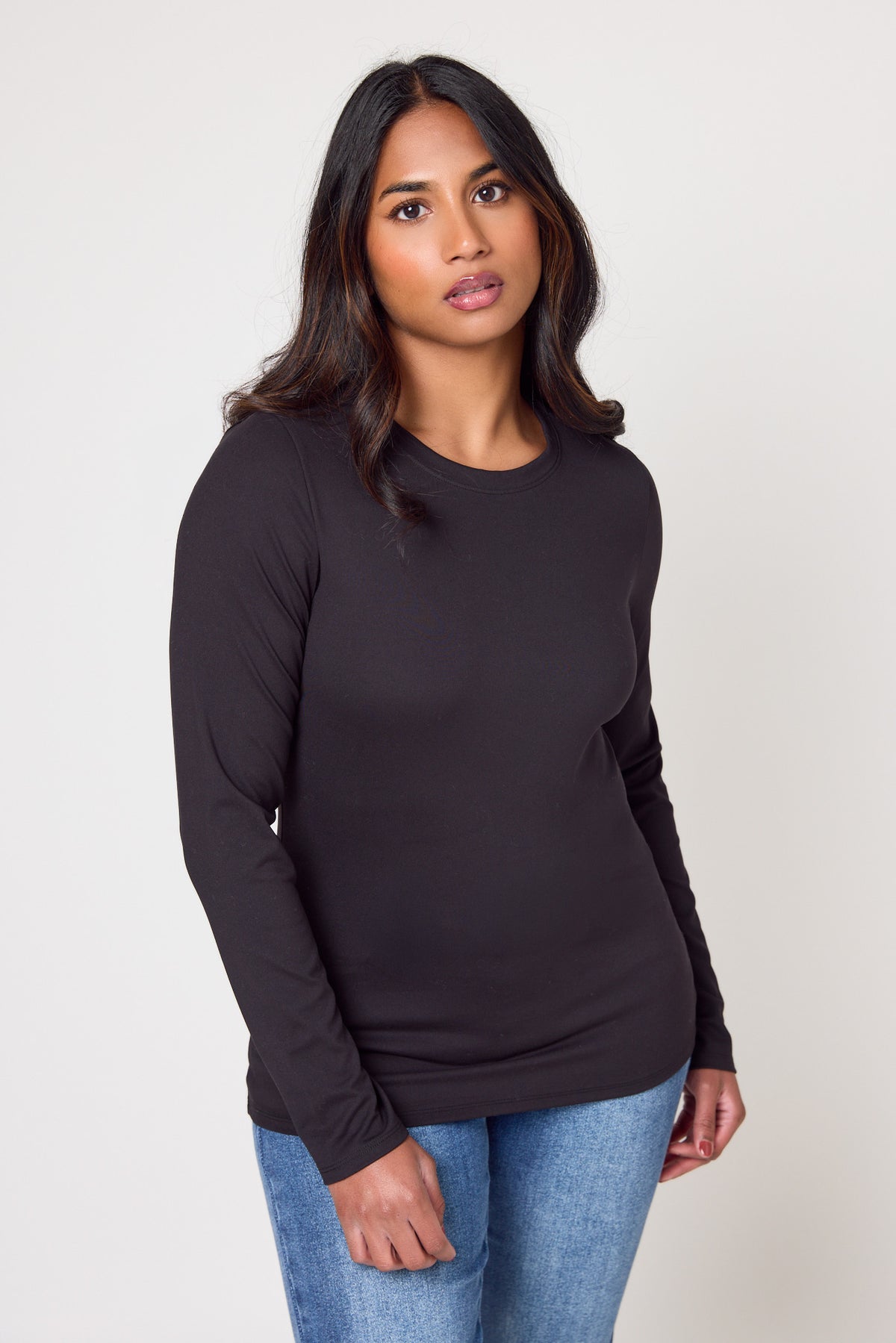 Micro Brushed Long Sleeve Crewneck Tee