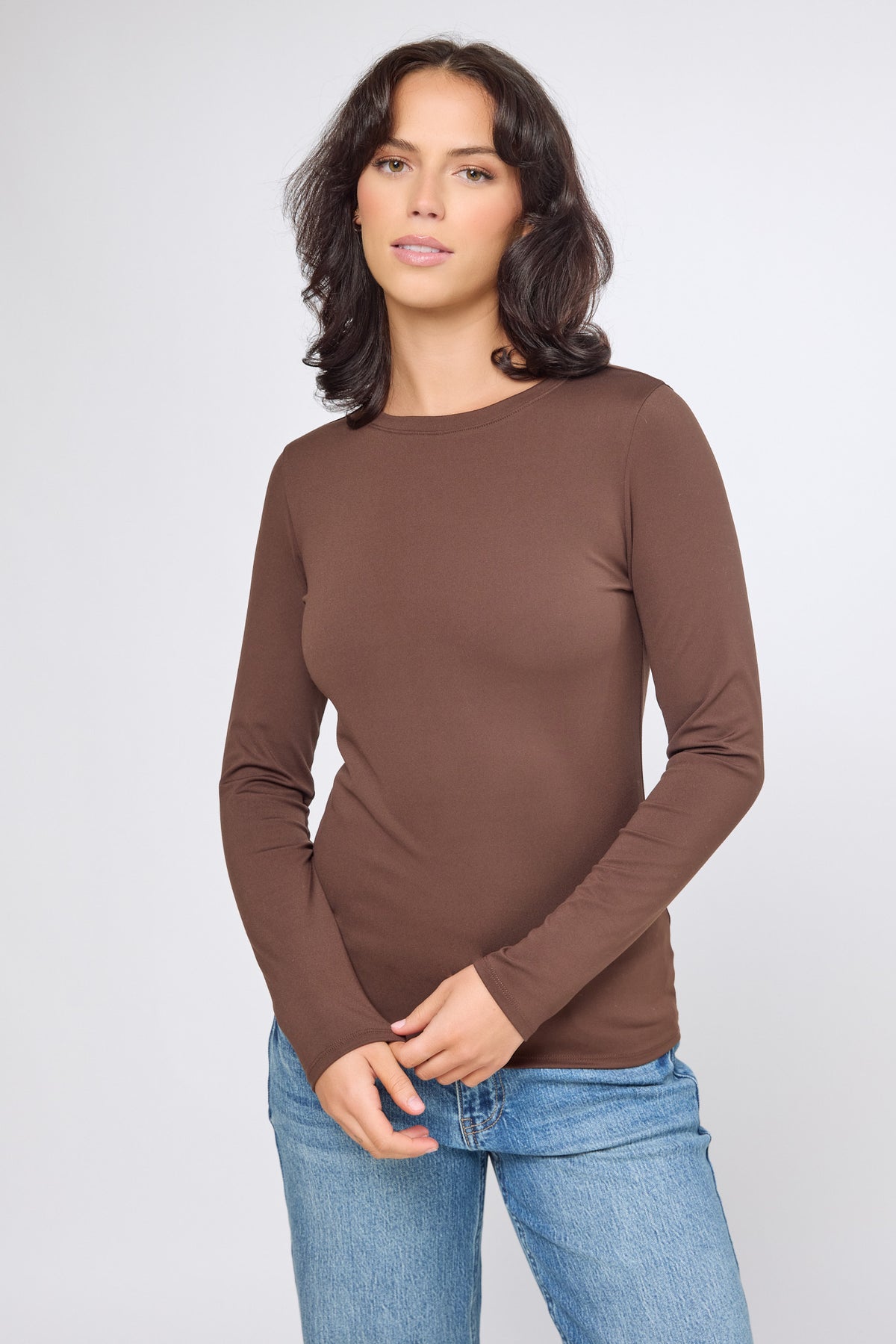 Micro Brushed Long Sleeve Crewneck Tee