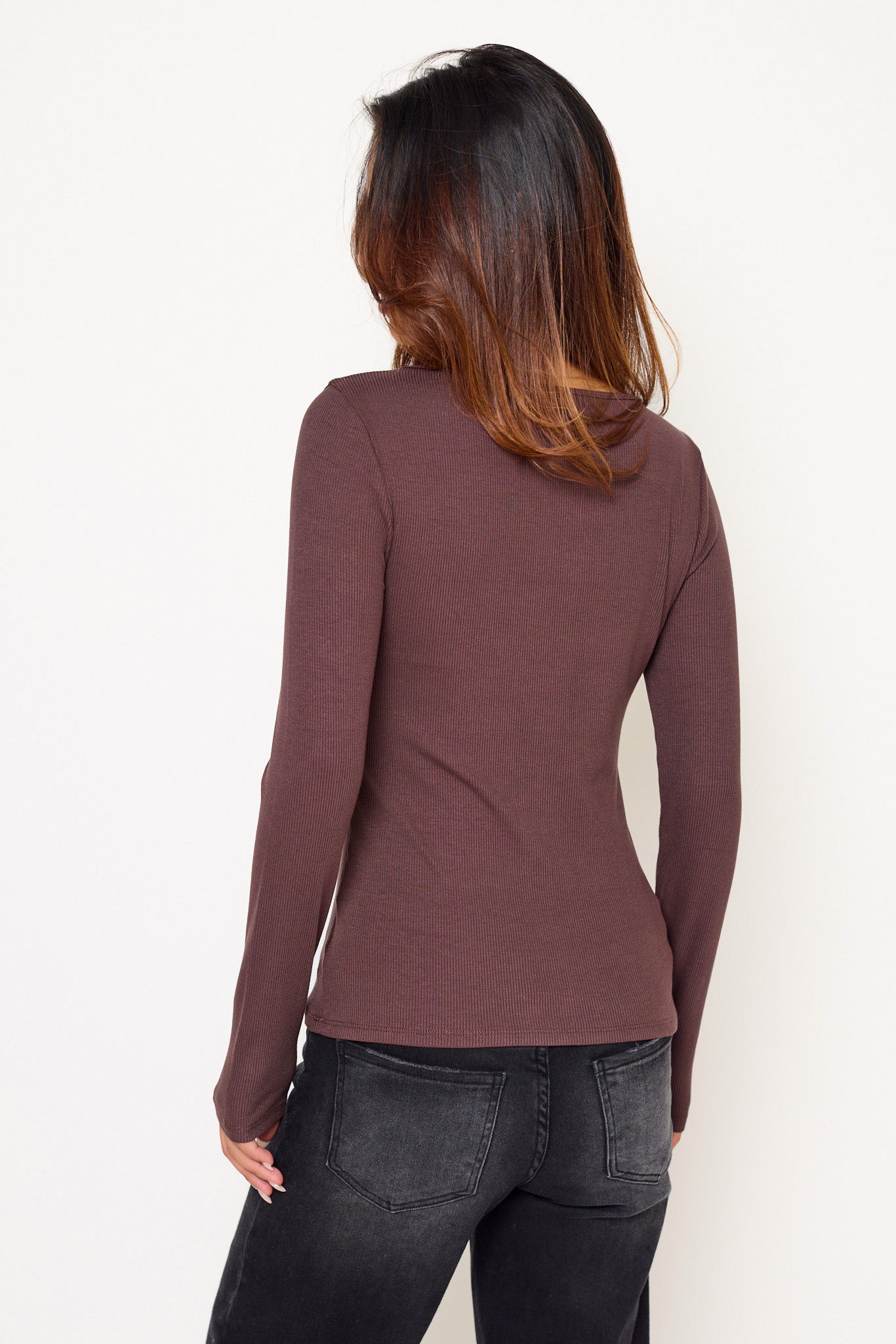 Ribbed Boat-Neck Long-Sleeve Tee