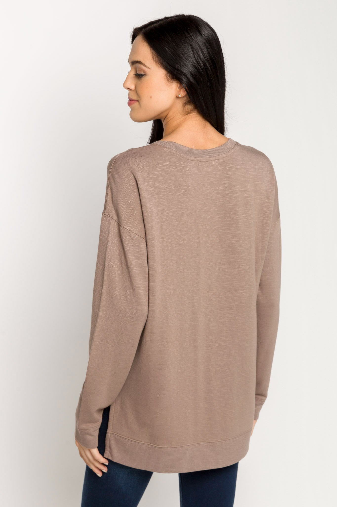 Fleece Sweatshirt with Side Slits