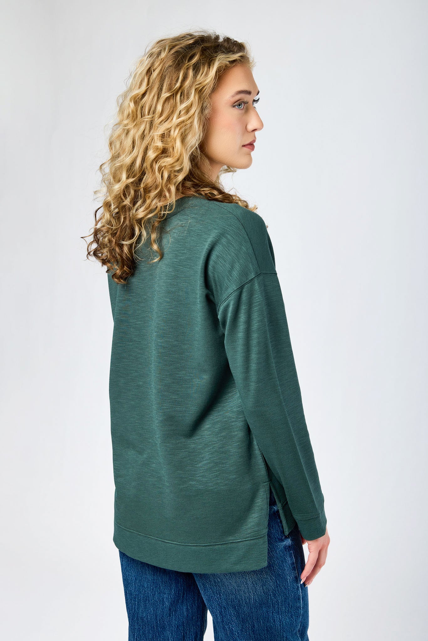 Fleece Sweatshirt with Side Slits