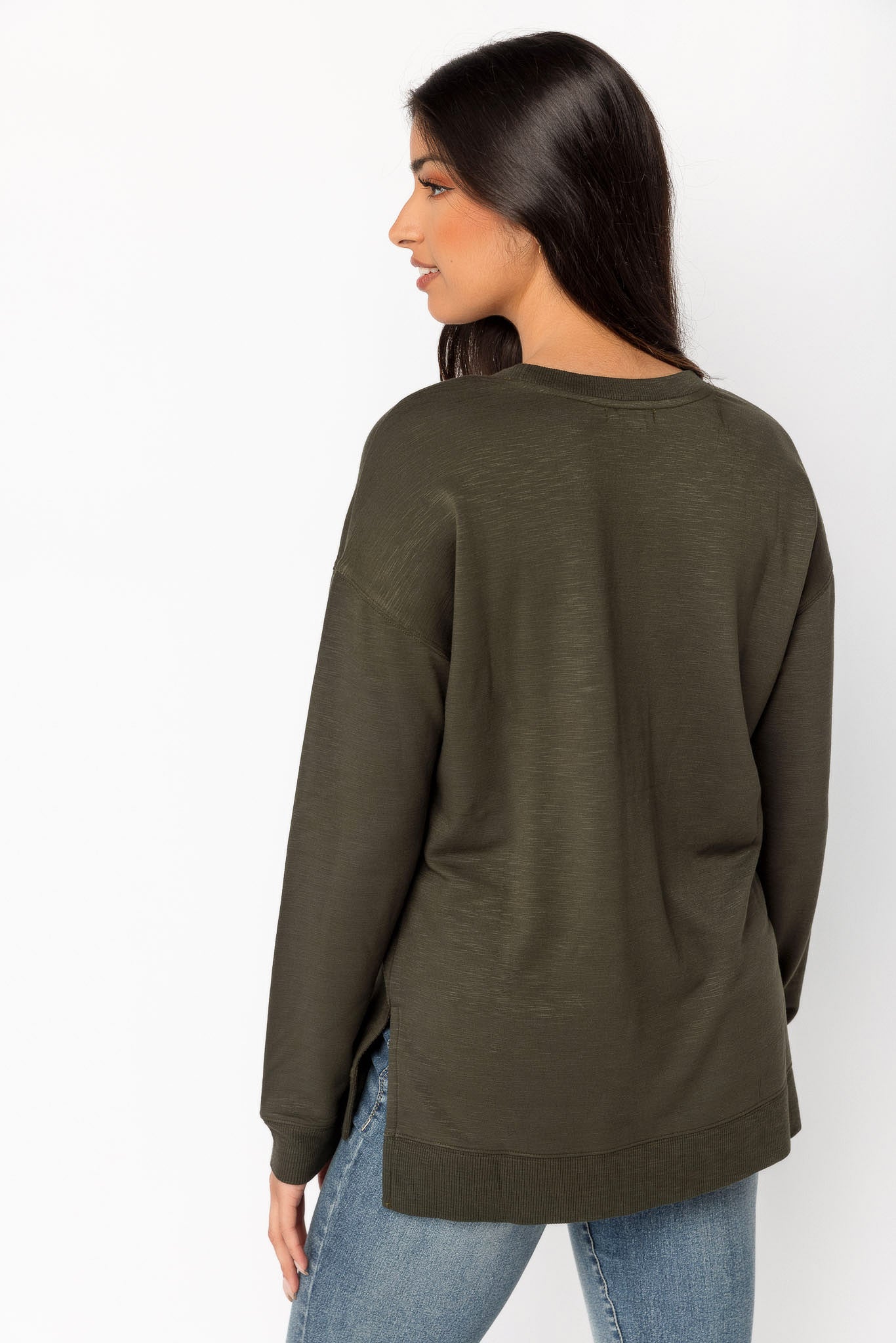 Fleece Sweatshirt with Side Slits