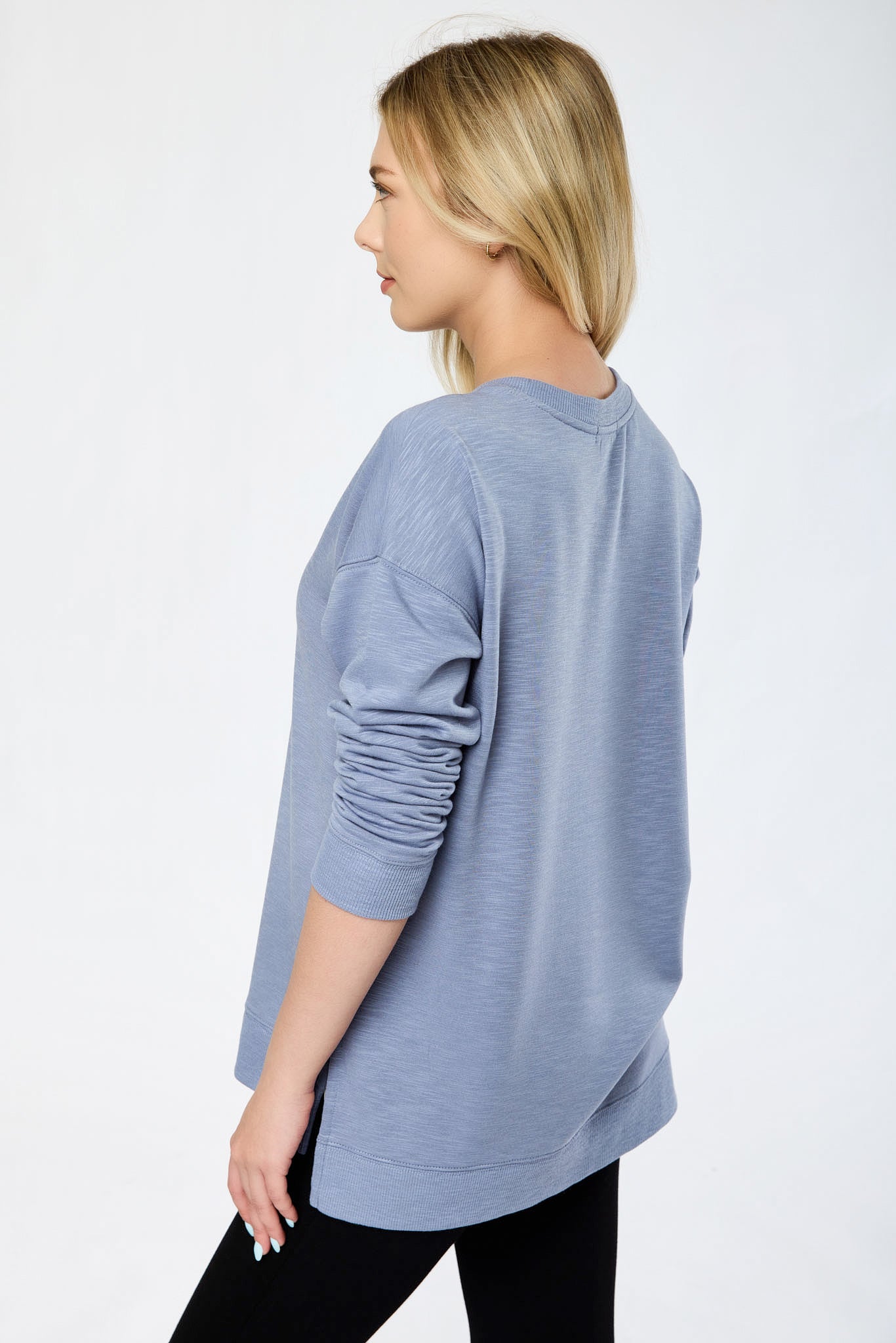 Fleece Sweatshirt with Side Slits