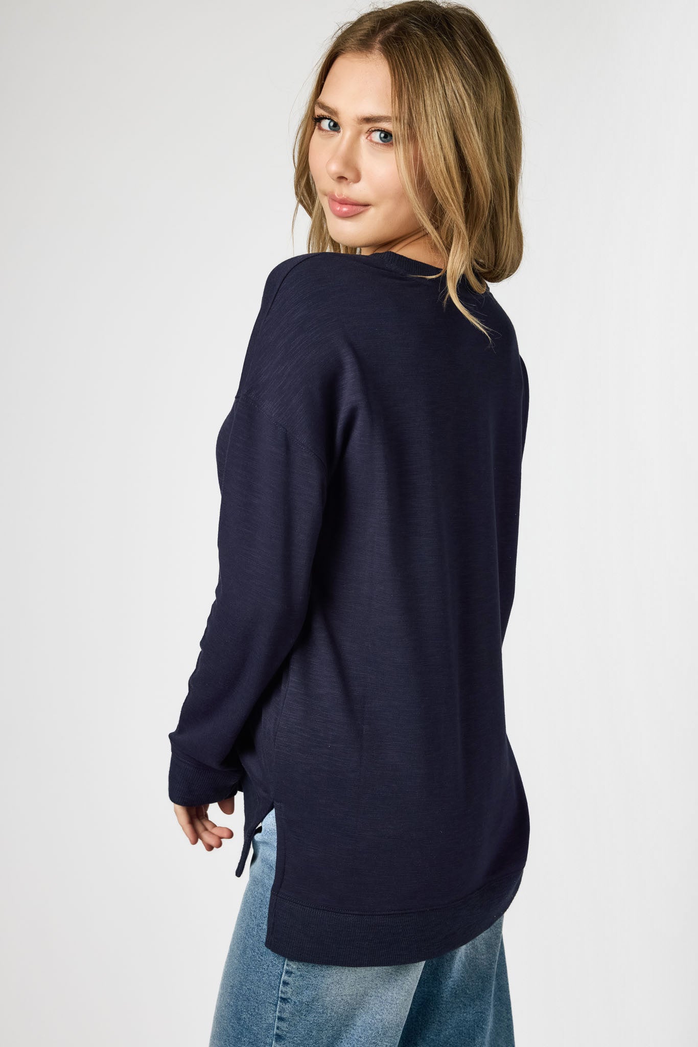 Fleece Sweatshirt with Side Slits