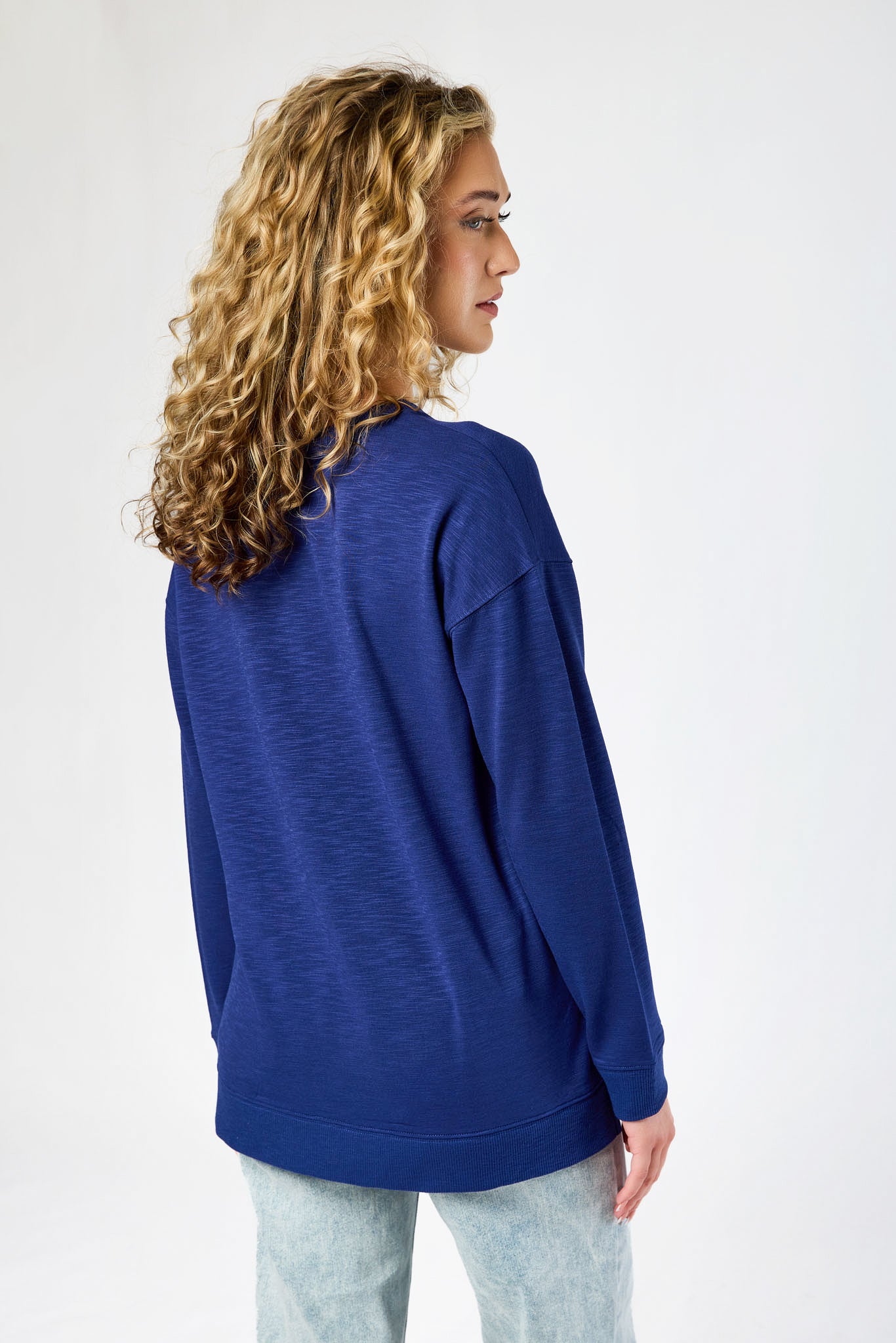 Fleece Sweatshirt with Side Slits