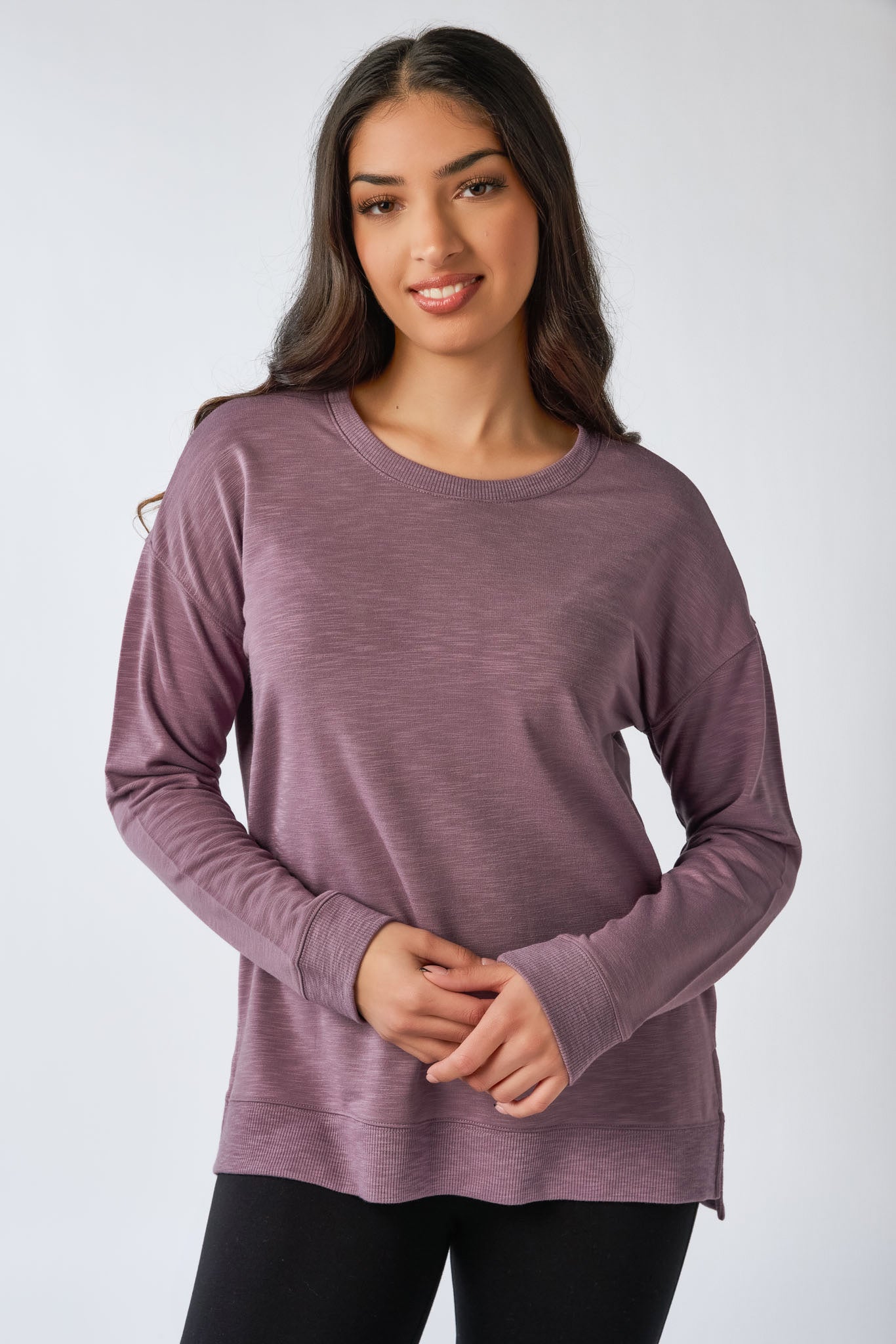 Fleece Sweatshirt with Side Slits