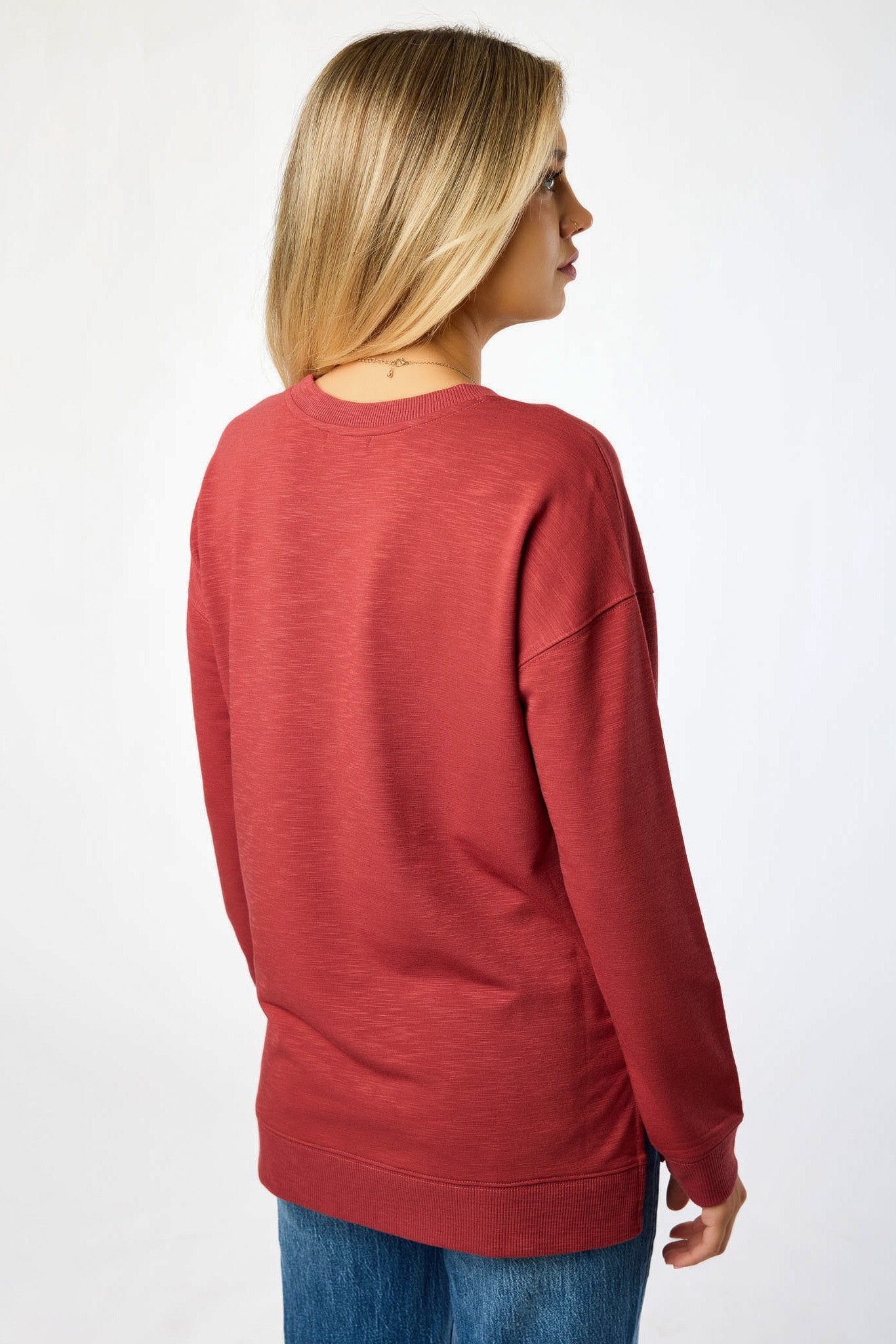Fleece Sweatshirt with Side Slits