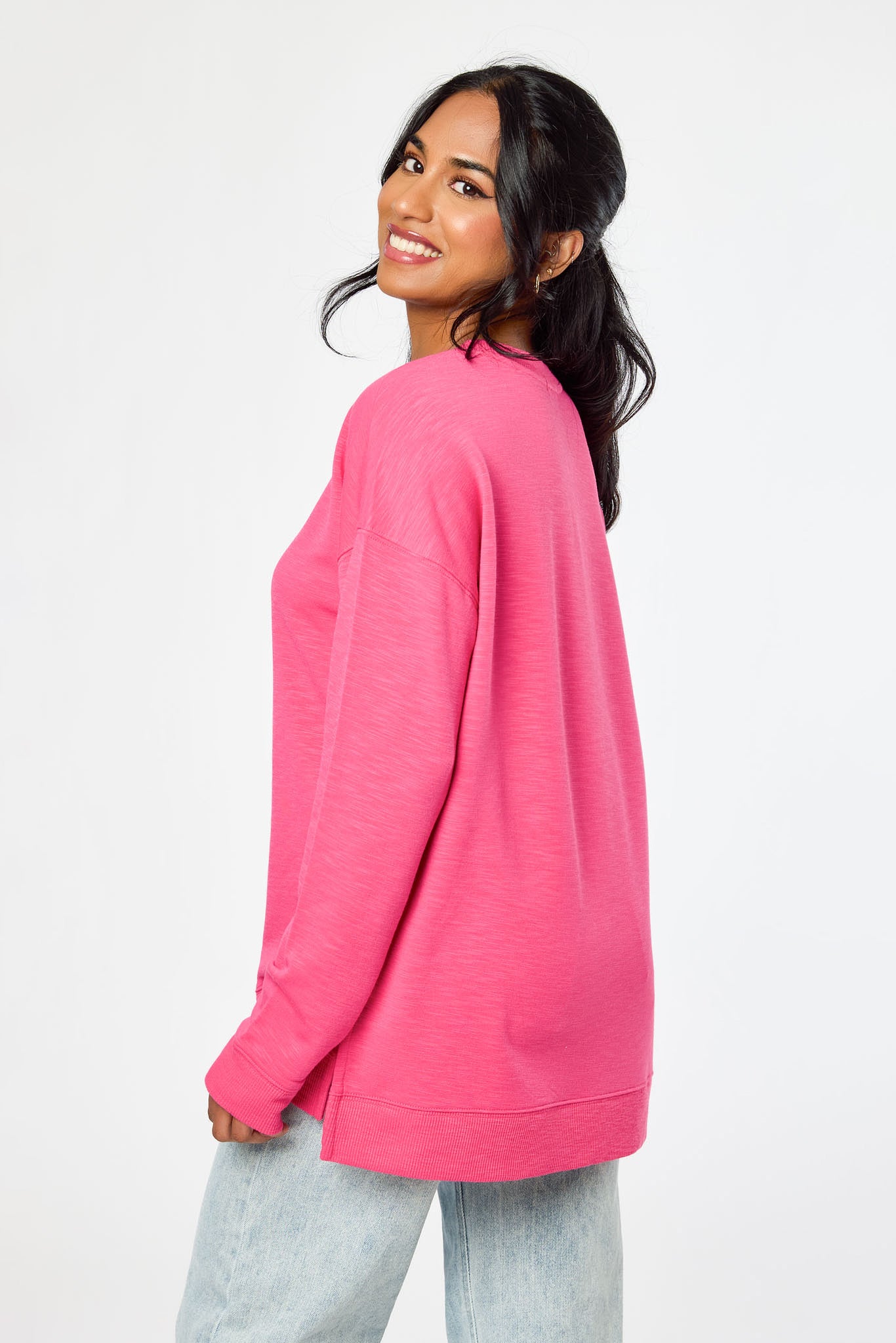Fleece Sweatshirt with Side Slits