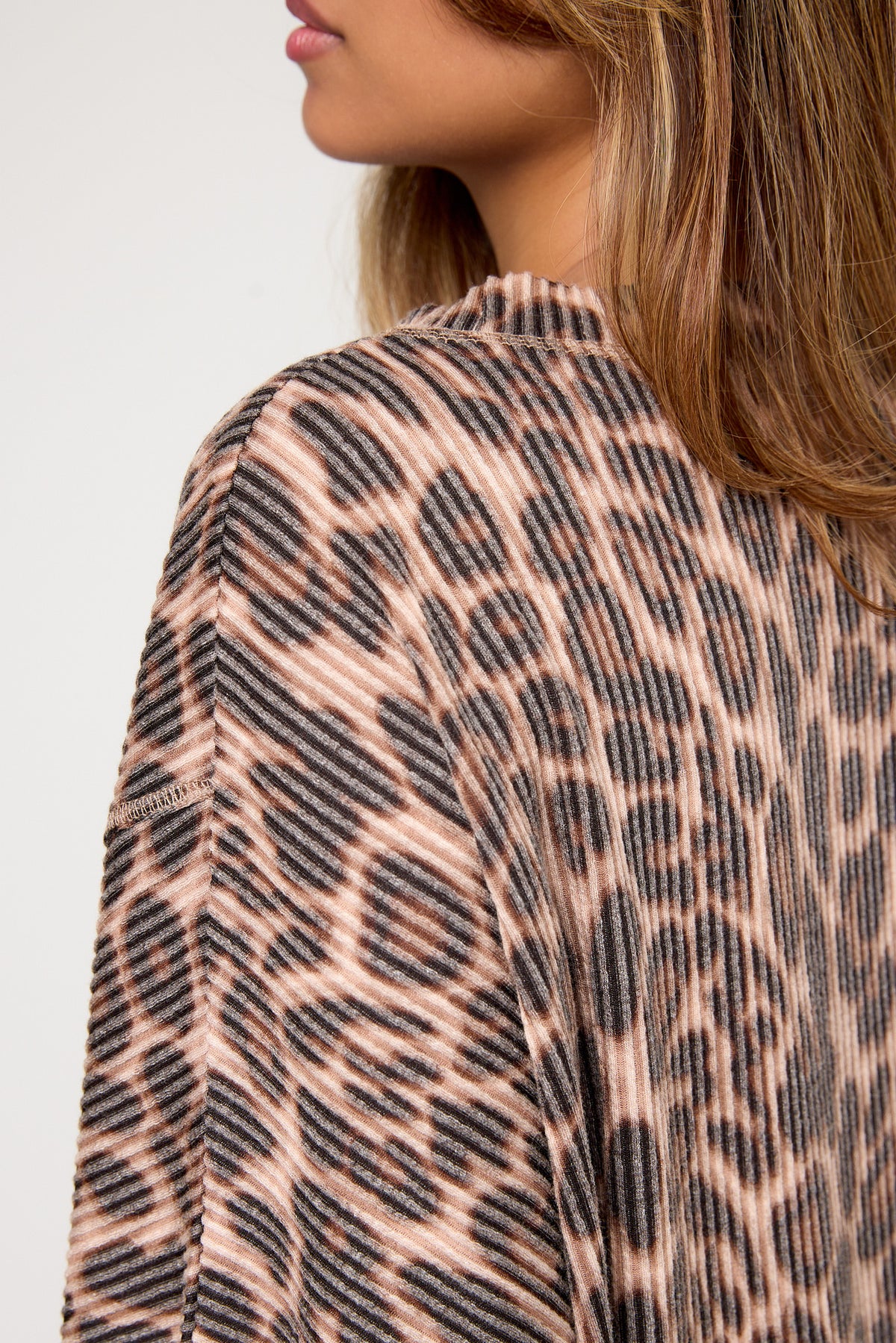 Animal Print Cozy Ribbed Crew Neck