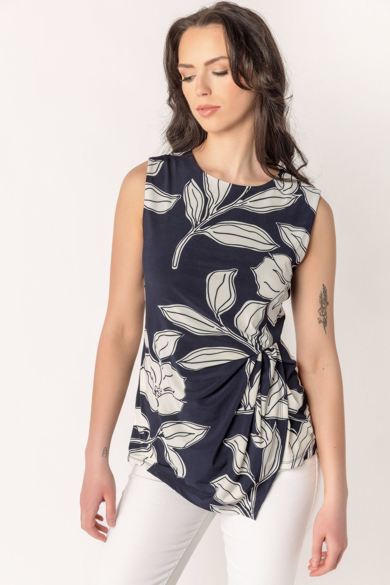 Floral Sleeveless Top with Twist