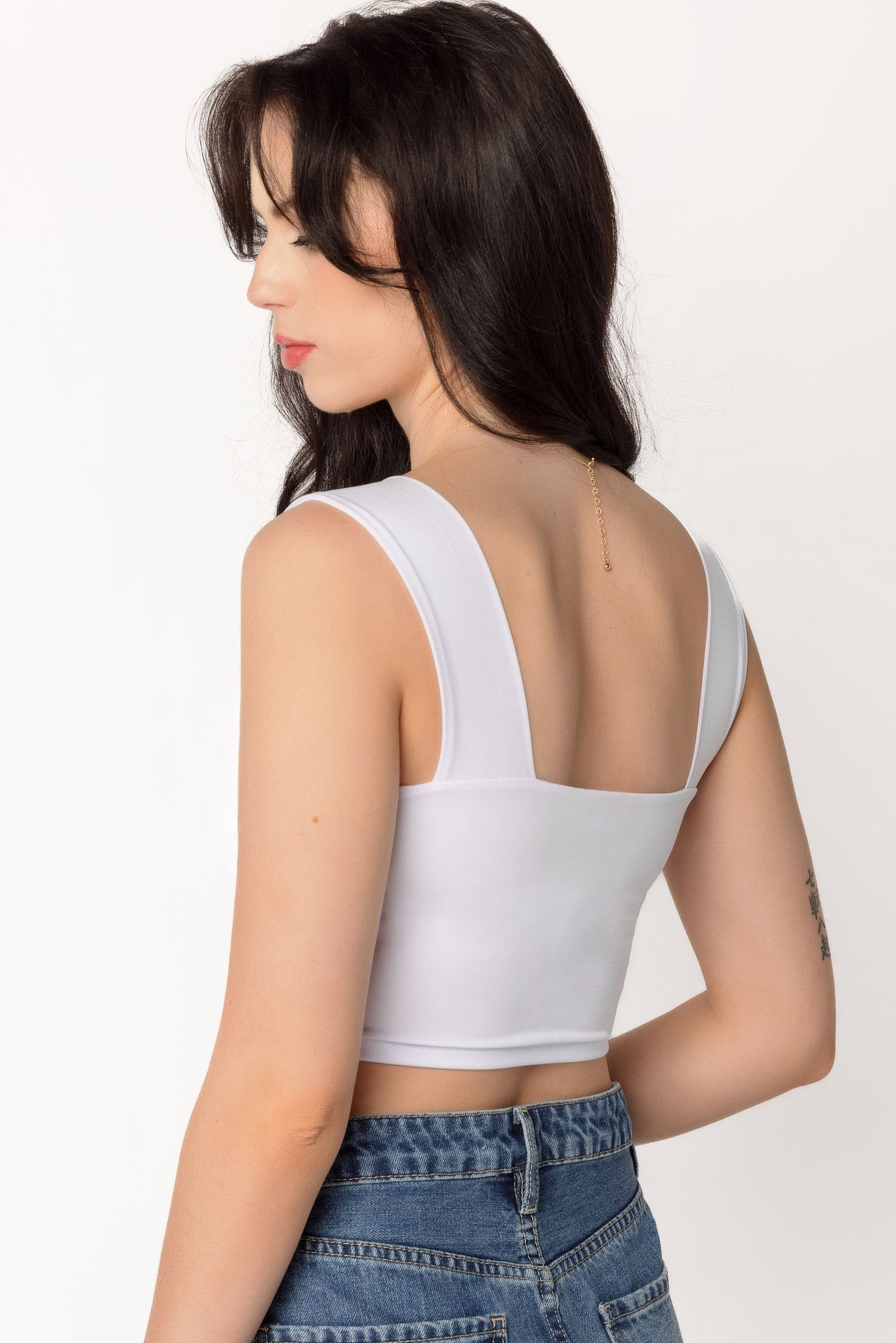 Double Layer Wide Strap Crop Top