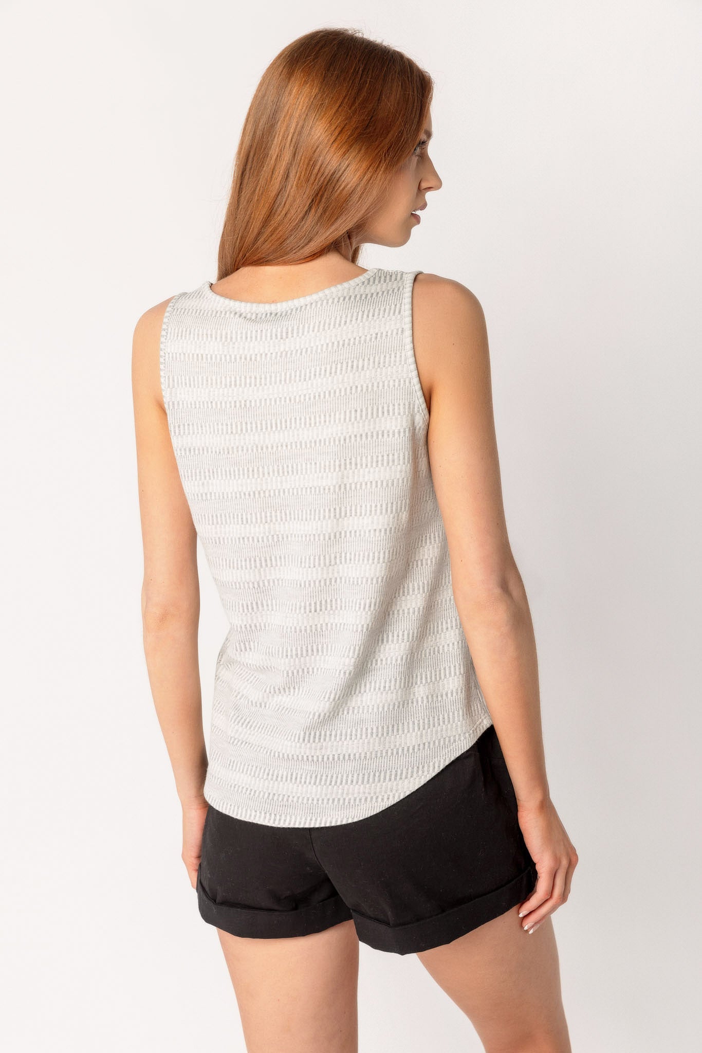 Striped Scoop-Neck Textured Tank Top