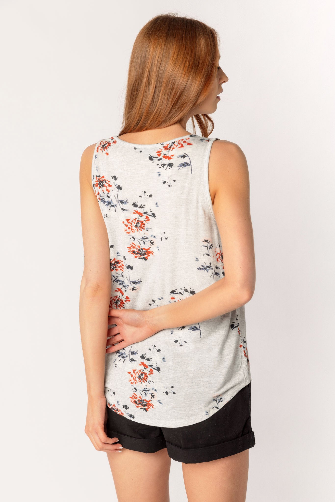 Floral Print Scoop-Neck Tank Top