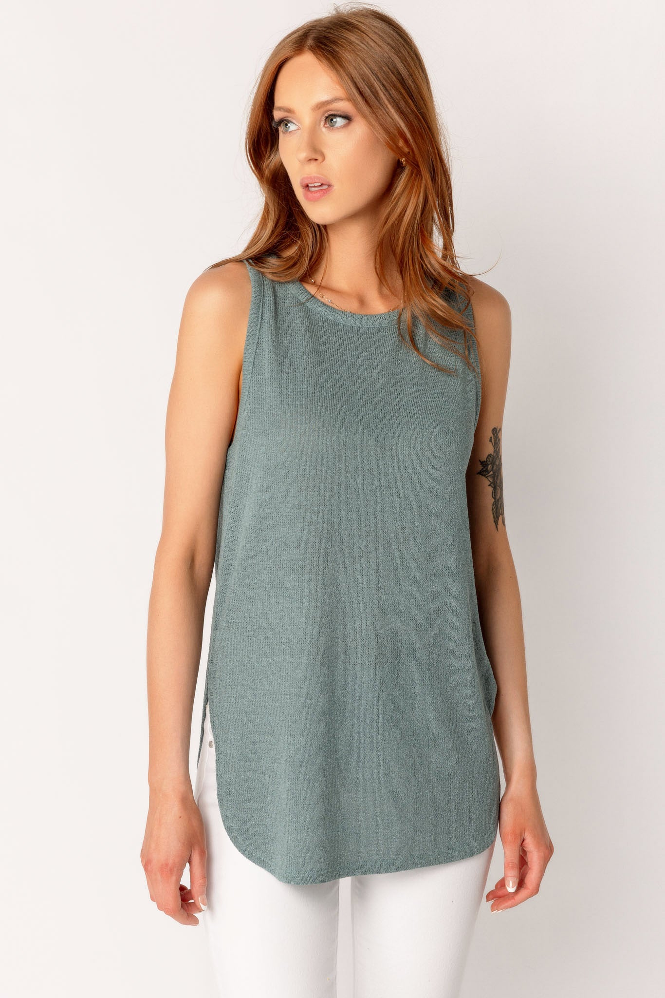 Sleeveless High-Low Sweater Knit Top