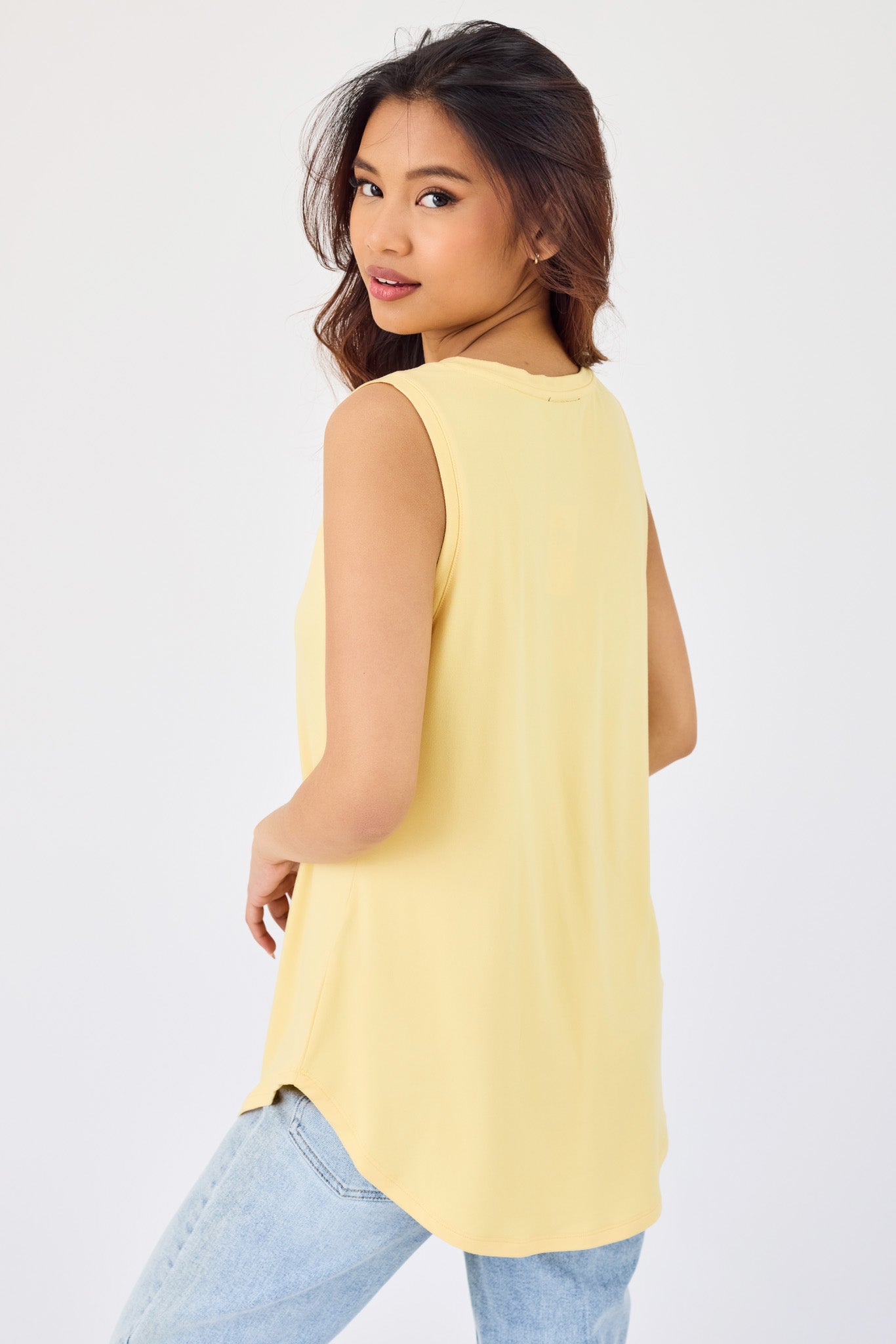 Brushed Knit Sleeveless V-Neck