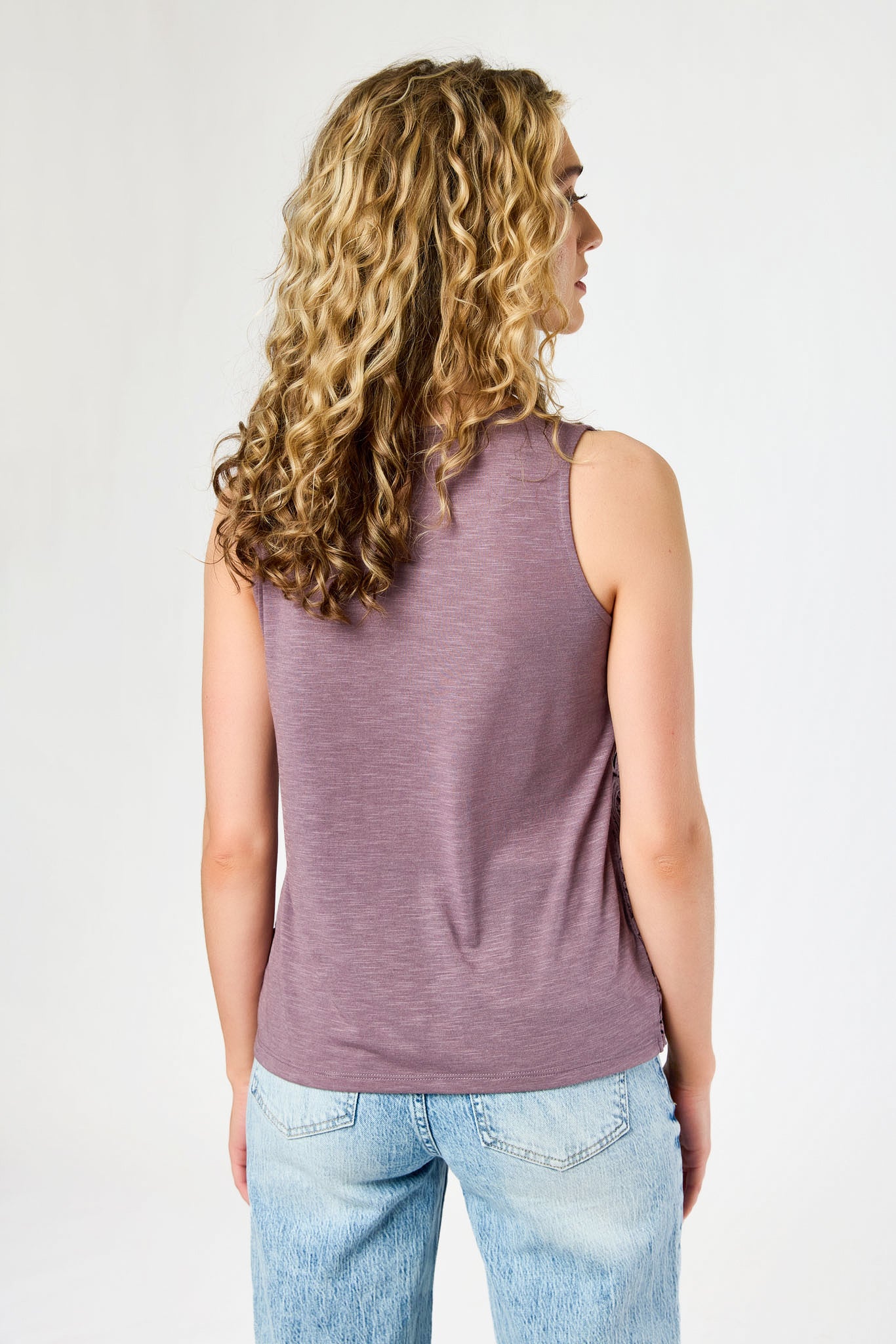 Floral Crochet Front Sleeveless Top