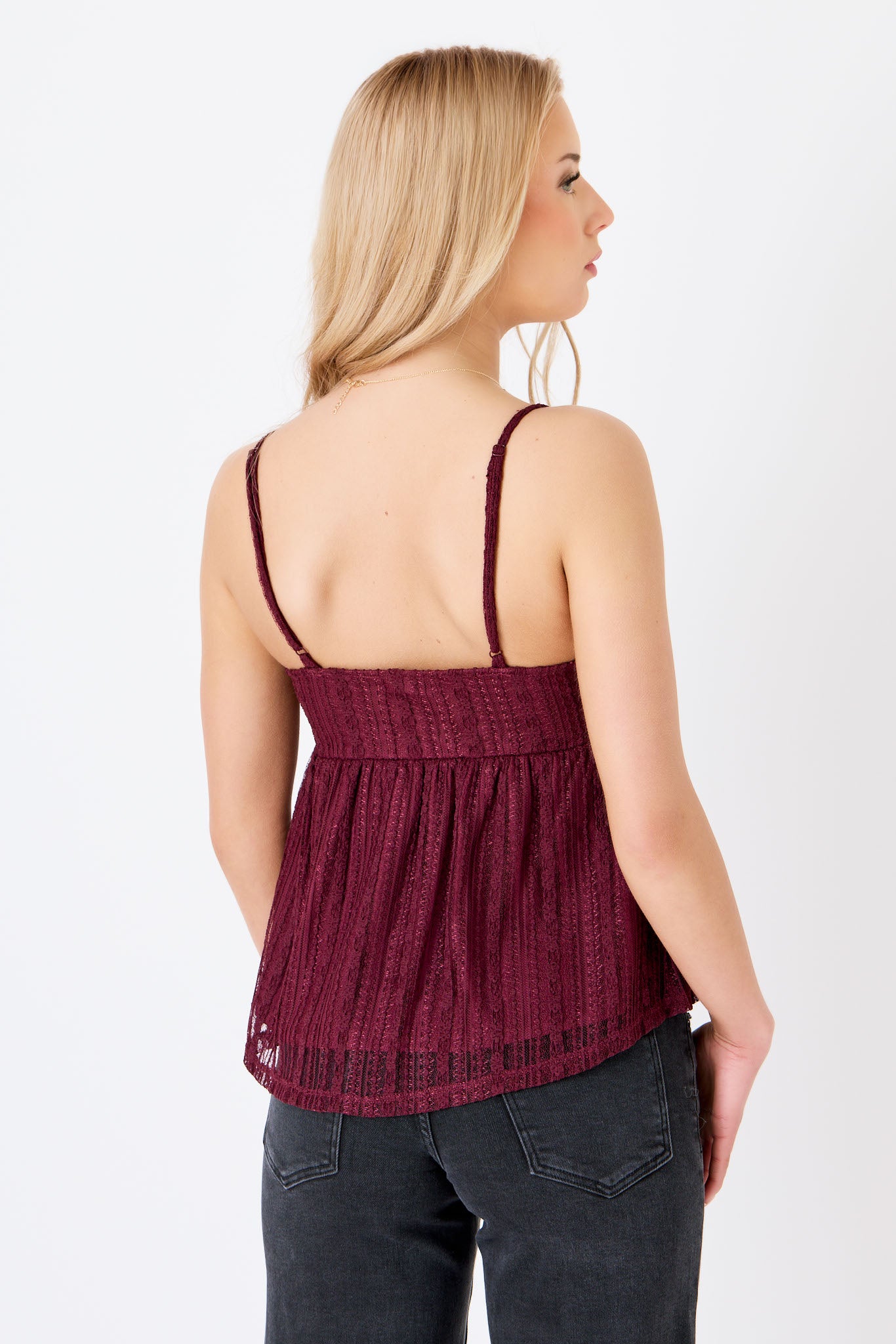 Floral Lace Spaghetti-Strap Babydoll Top
