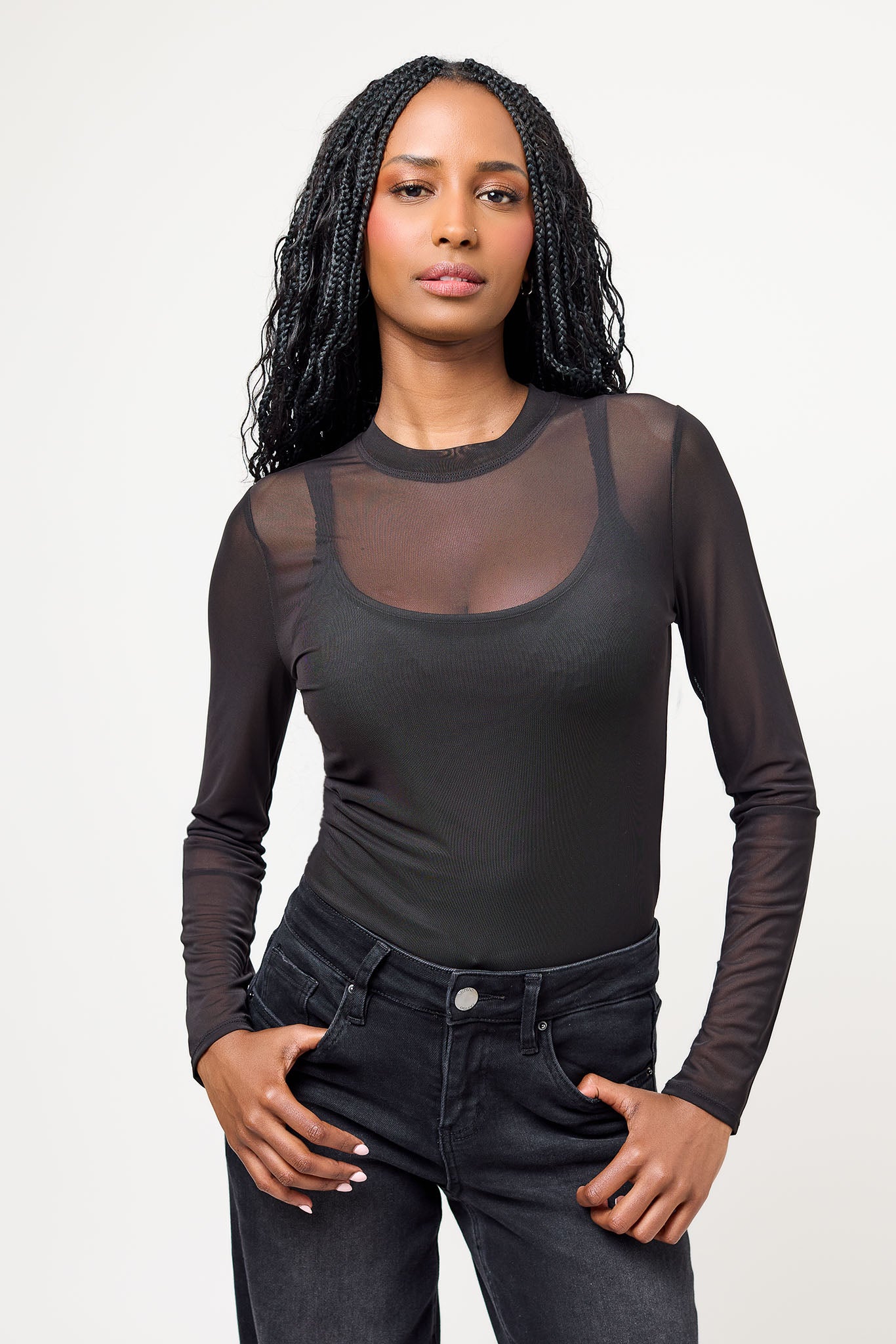 Mesh Long-Sleeve Bodysuit