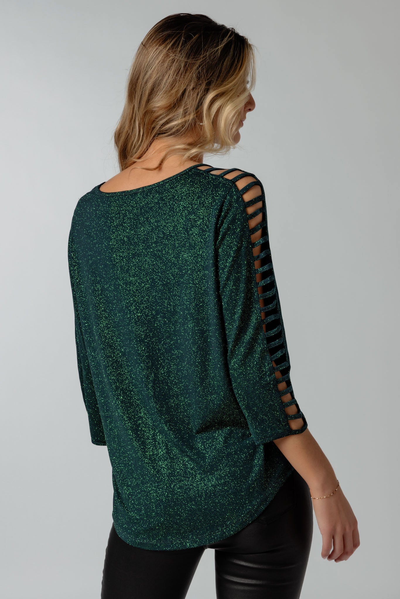 Glitter 3/4 Ladder Sleeve Top