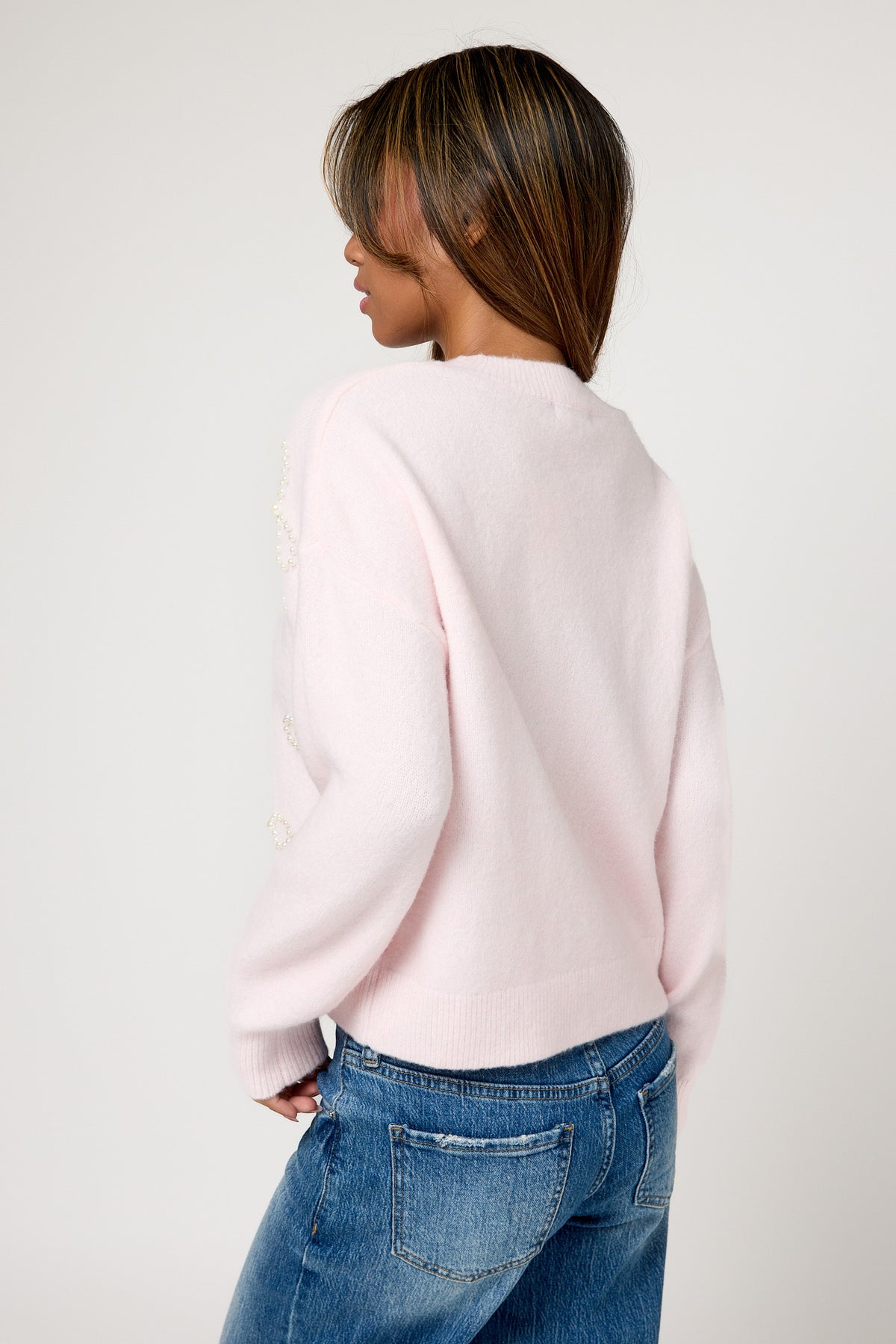 Pearl Bow Embellished Sweater
