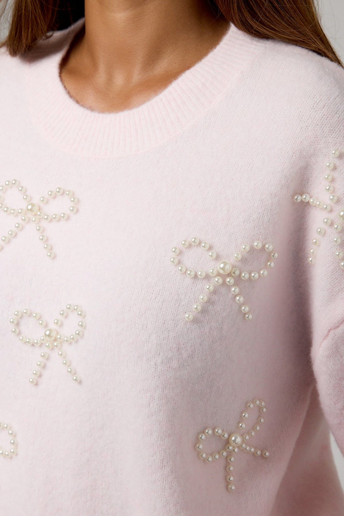 Pearl Bow Embellished Sweater