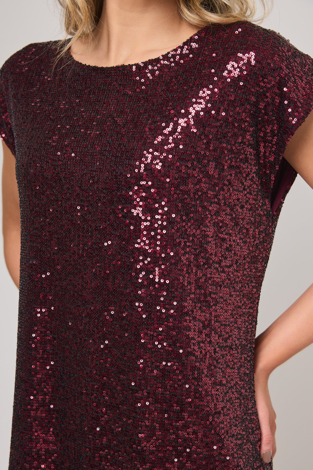 Sequin Tee with Shirttail Hem