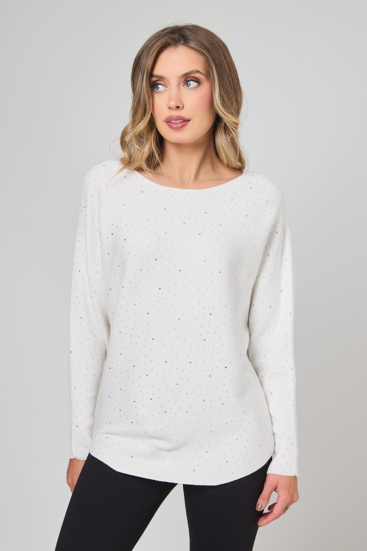 Dolman Sweater With Rhinestones