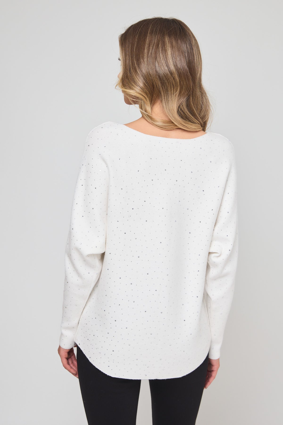 Dolman Sweater With Rhinestones