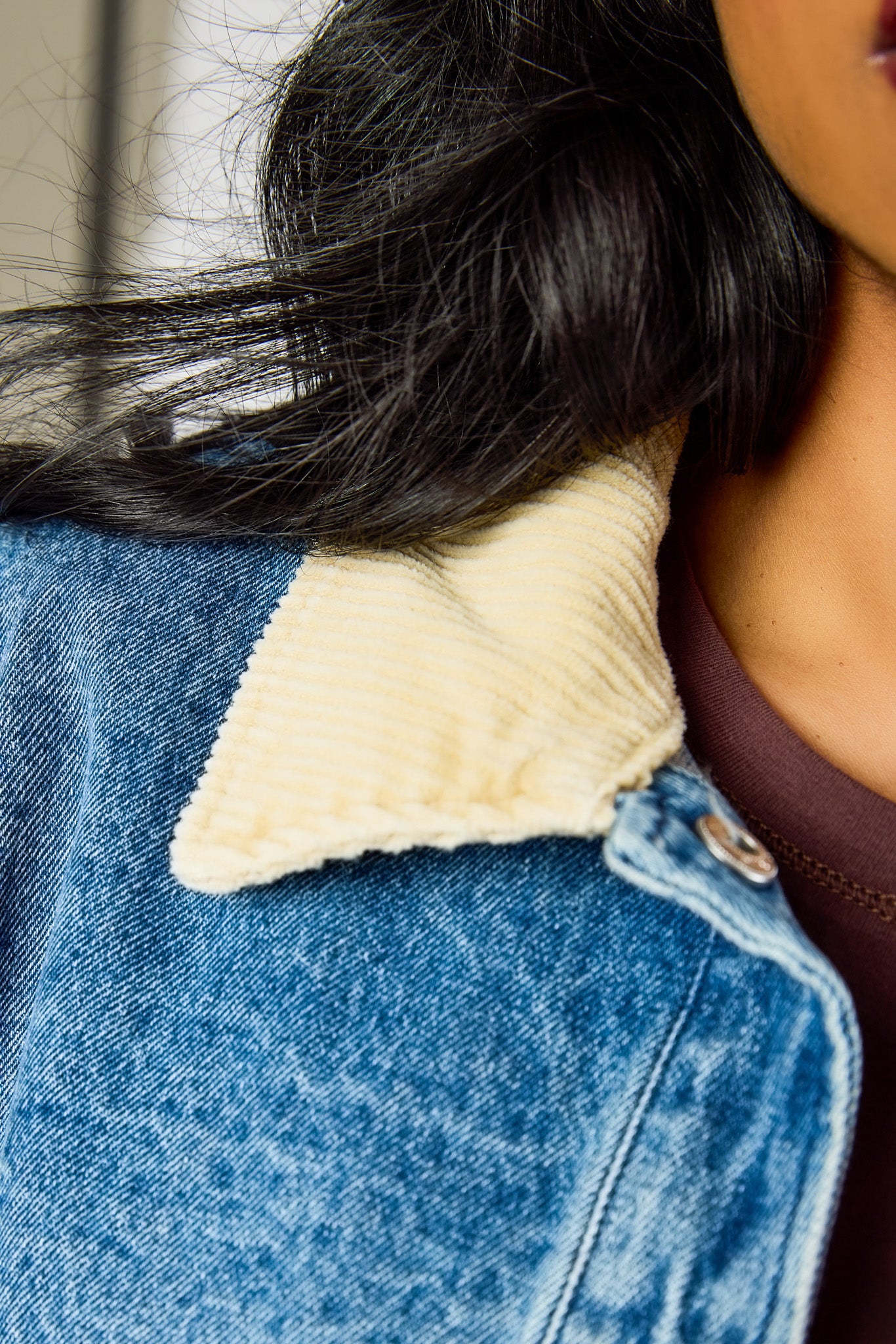 Manteau en jean Stoosh à col en velours côtelé