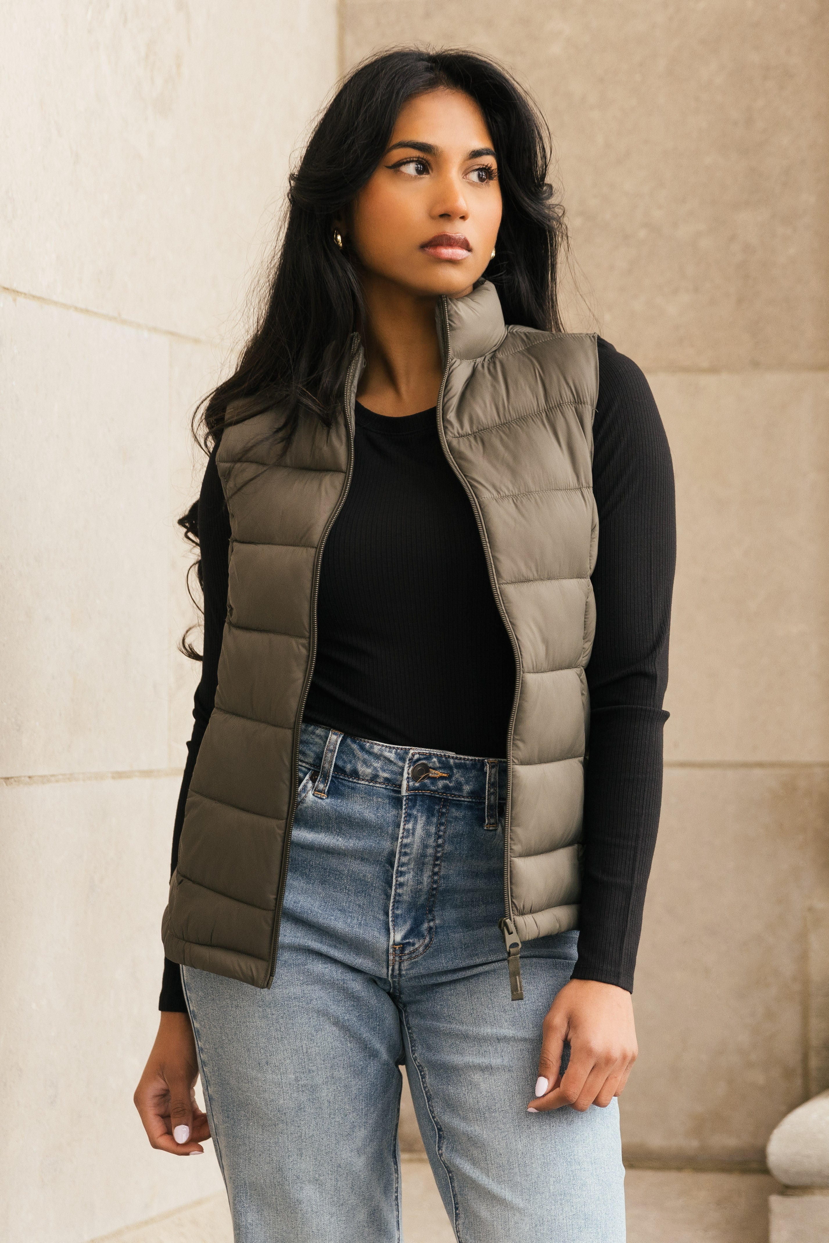 Nylon Quilted Puffer Vest