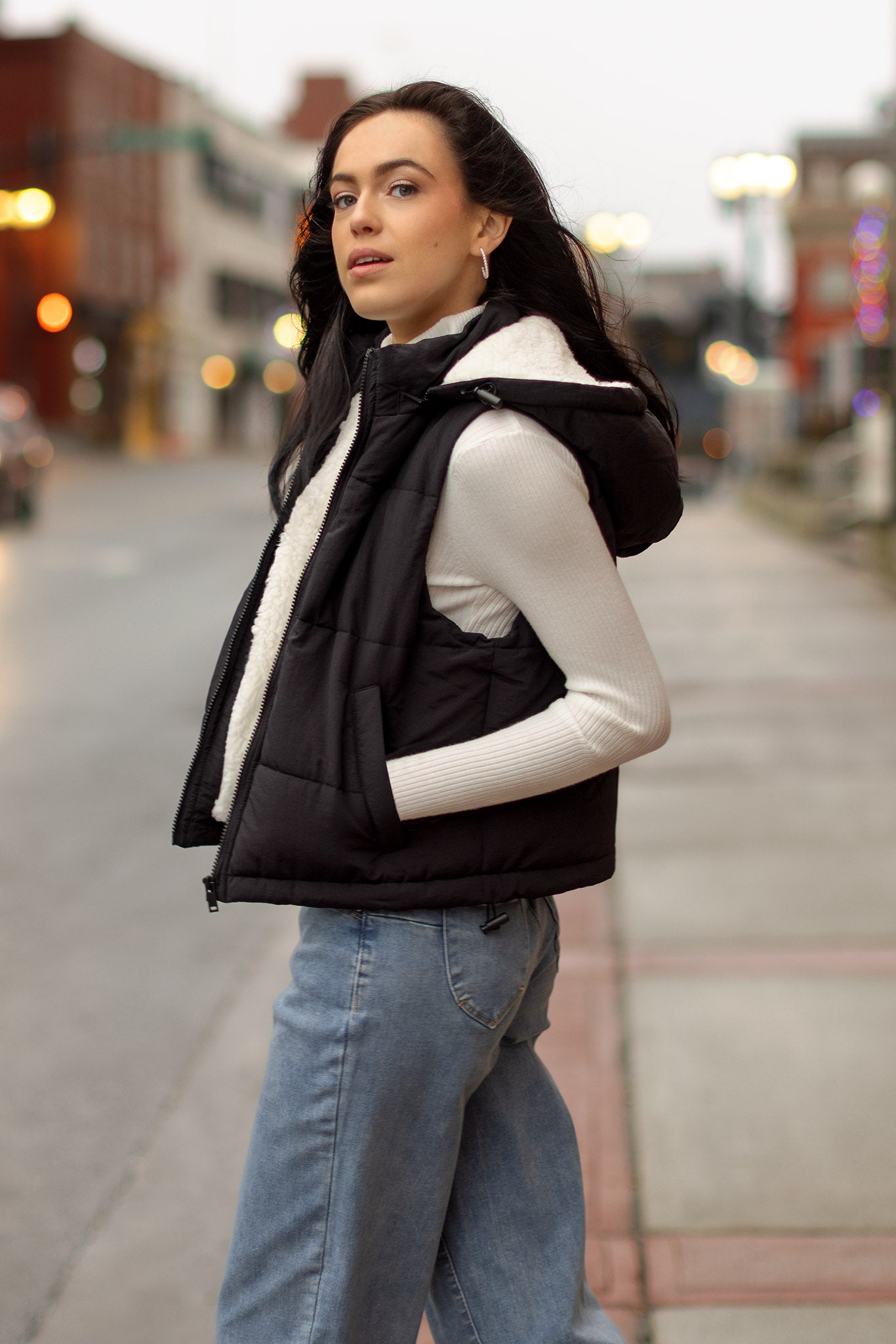 Sherpa hooded sale vest