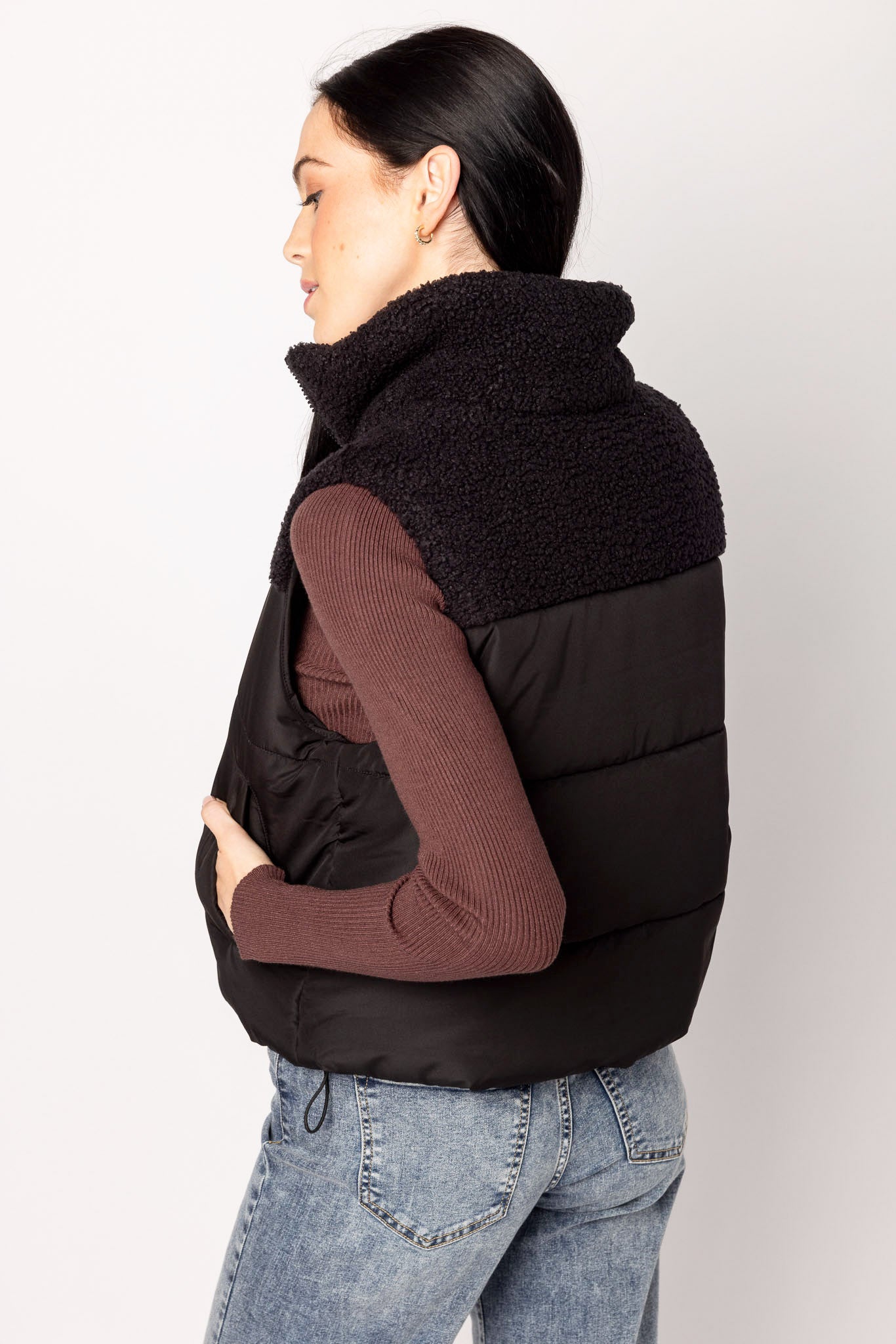 Sherpa Trimmed Puffer Vest